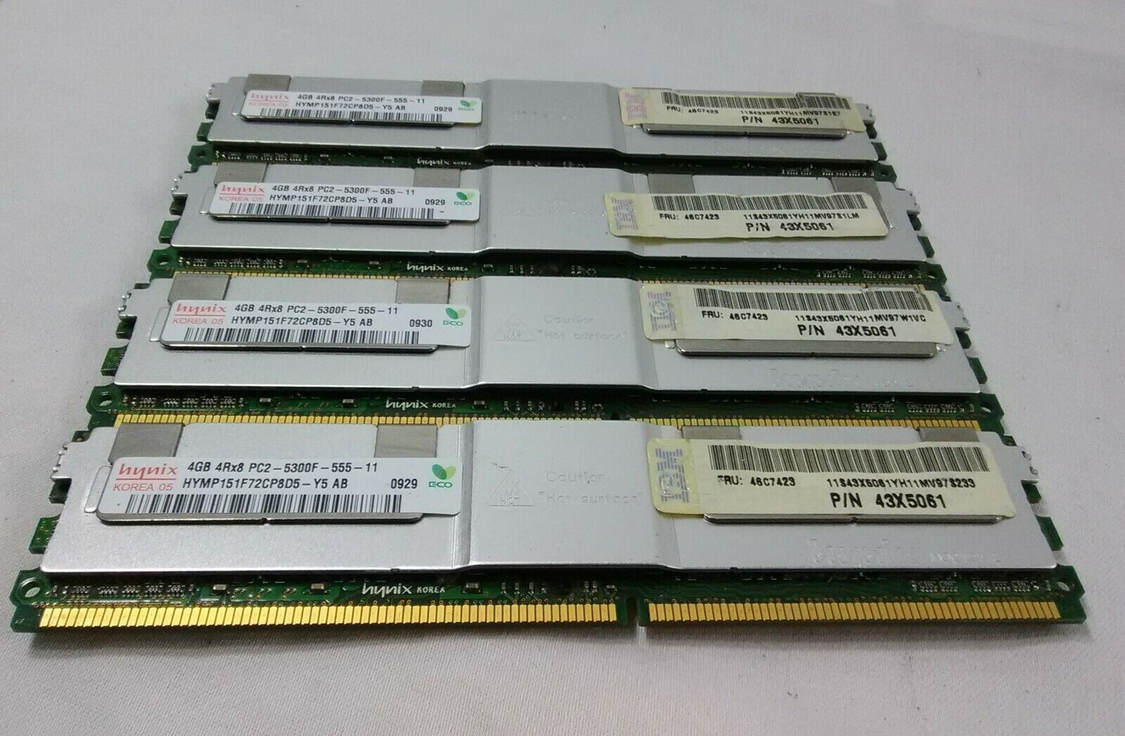 LOT of 4 Hynix 4GB (16GB Total) PC2-5300F HYMP151F72CP8D5-Y5 AC -C