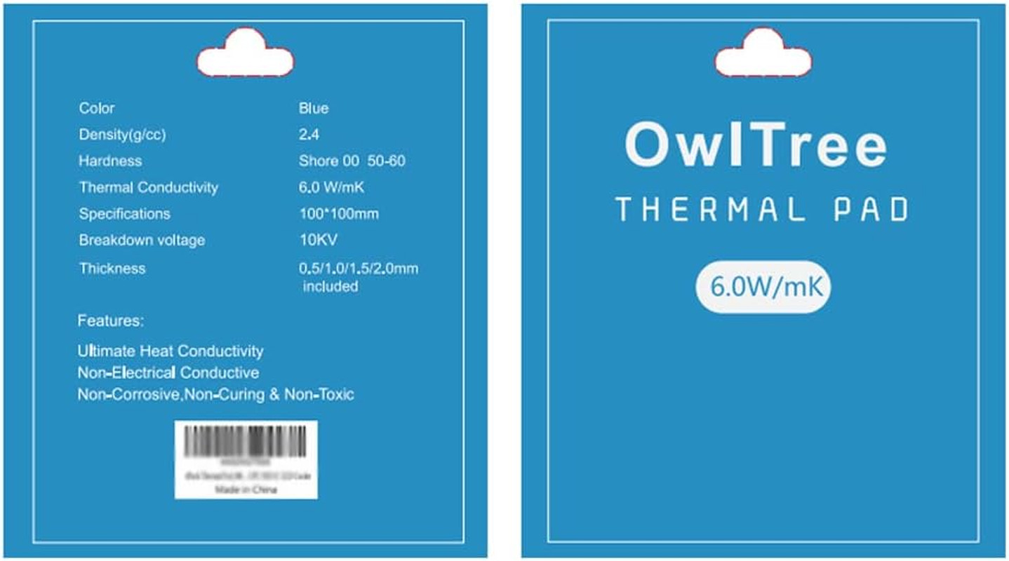 4 Pack Thermal Pad,100X100Mm 0.5Mm 1Mm 1.5Mm 2Mm Highly Efficient Thermal Conduc