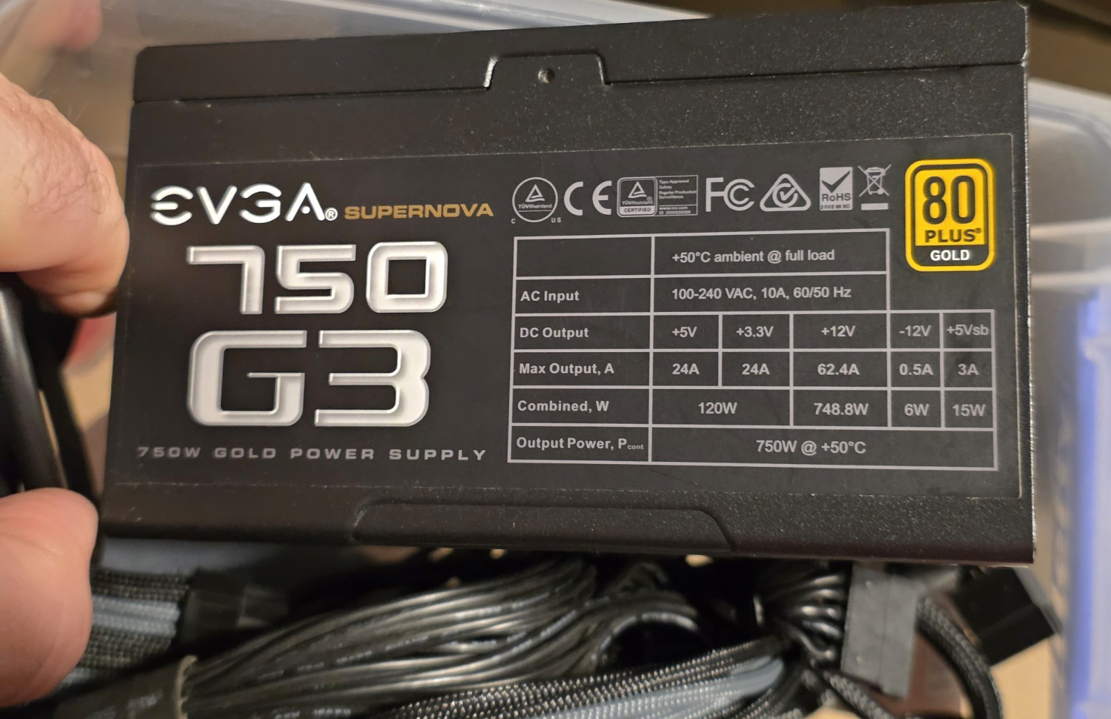 EVGA SuperNOVA 750 G3 750W Modular ATX 80 Plus Gold Power Supply, 24 Pin, PCIe