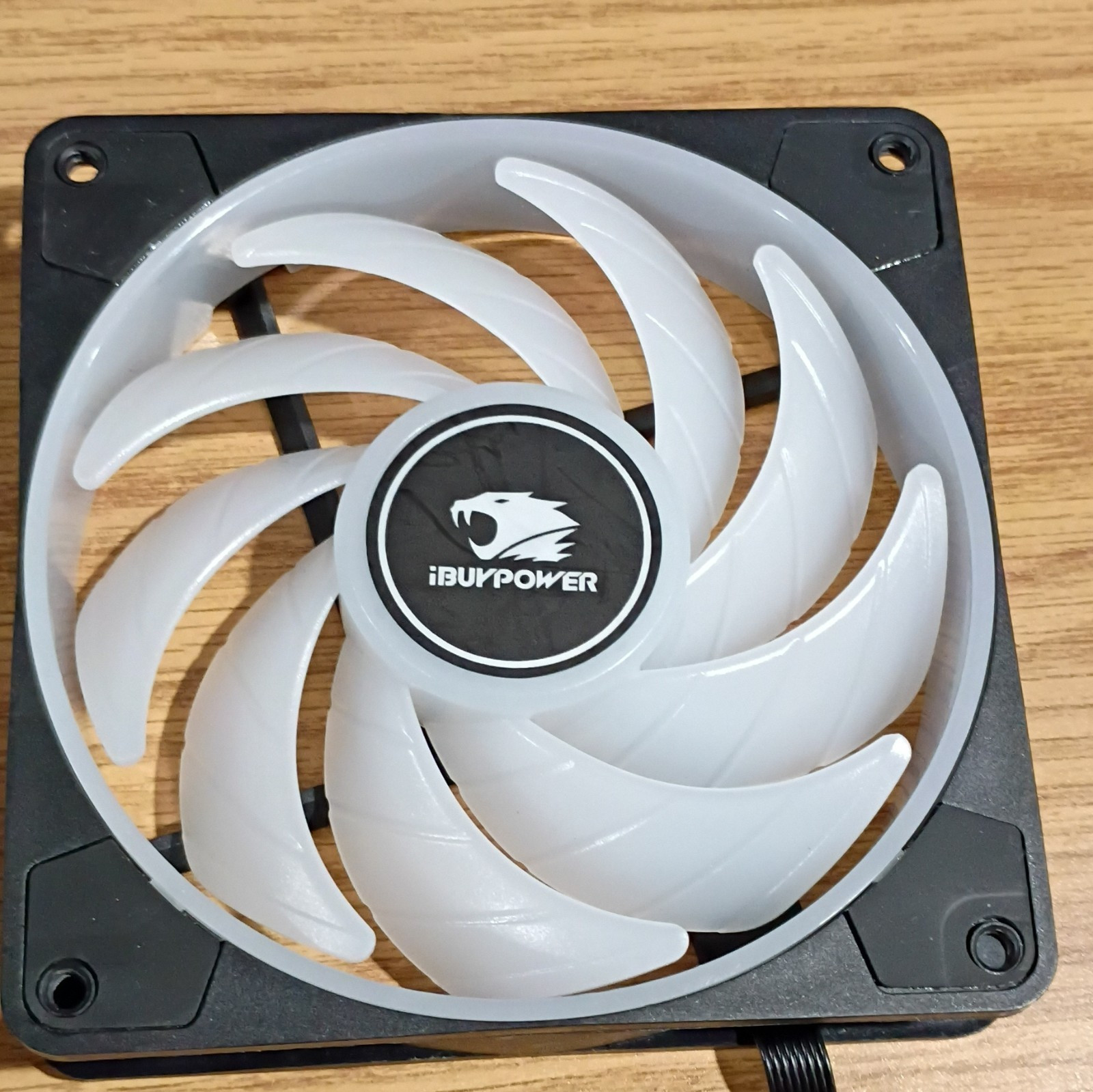 2 iBUYPOWER Computer Case Fans – Black Frame, White Blades, Black/White Color