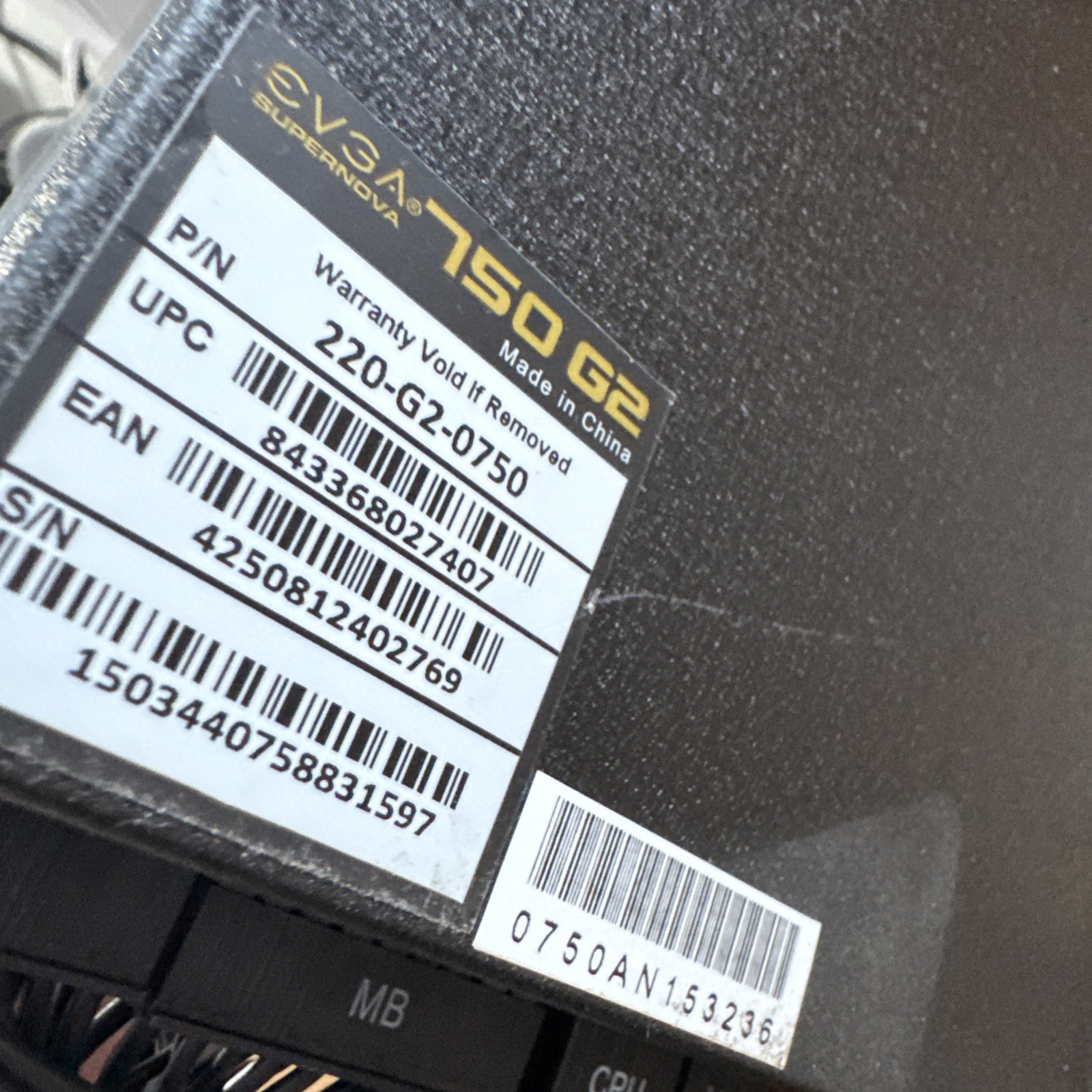 EVGA SuperNOVA 750 G2 Modular 750W 80+ GOLD Power Supply 220-G2-0750