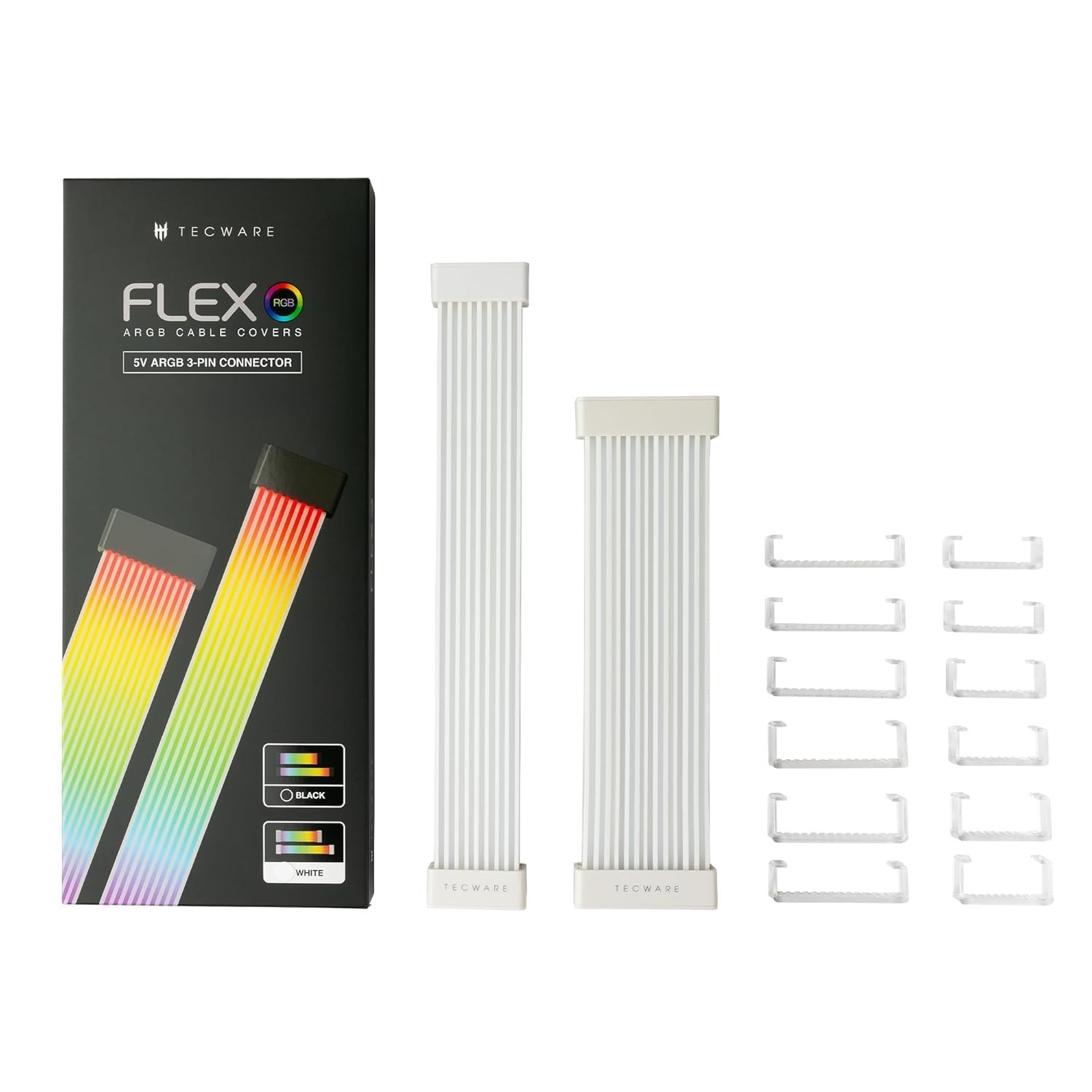 RGB Cable Cover Kit for PC Gaming Builds Flexible 24-Pin & GPU ARGB Extension