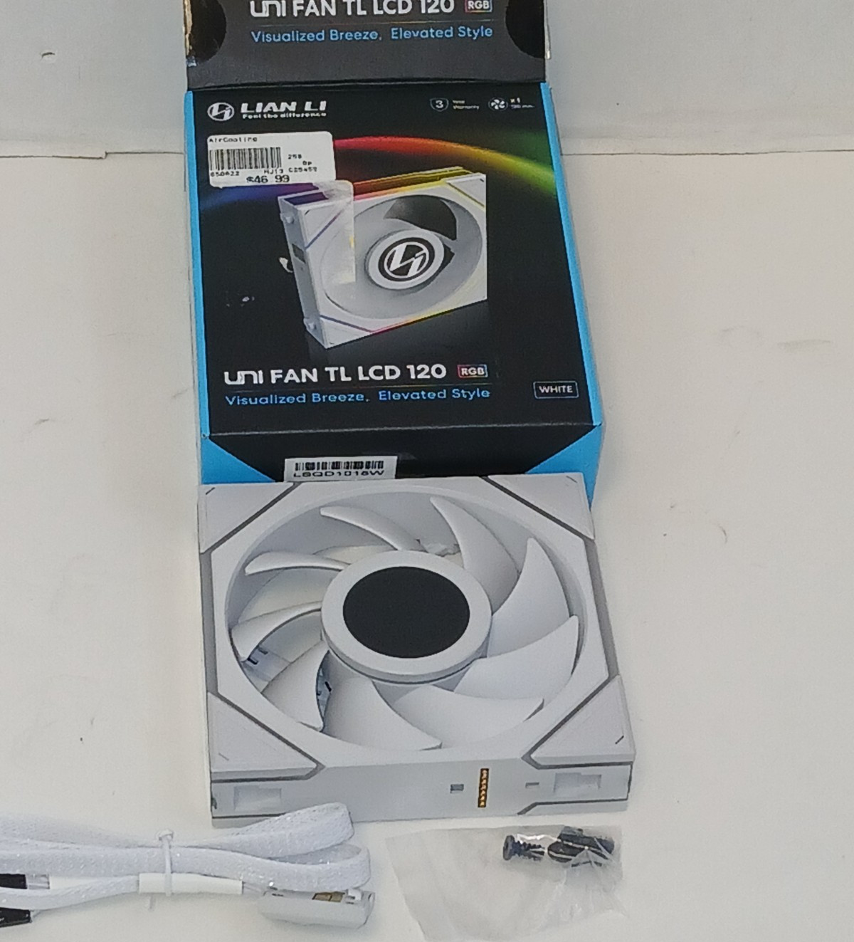 UNTESTED Lian Li Uni Fan TL LCD 120 – WHITE – COMPLETE (Read)