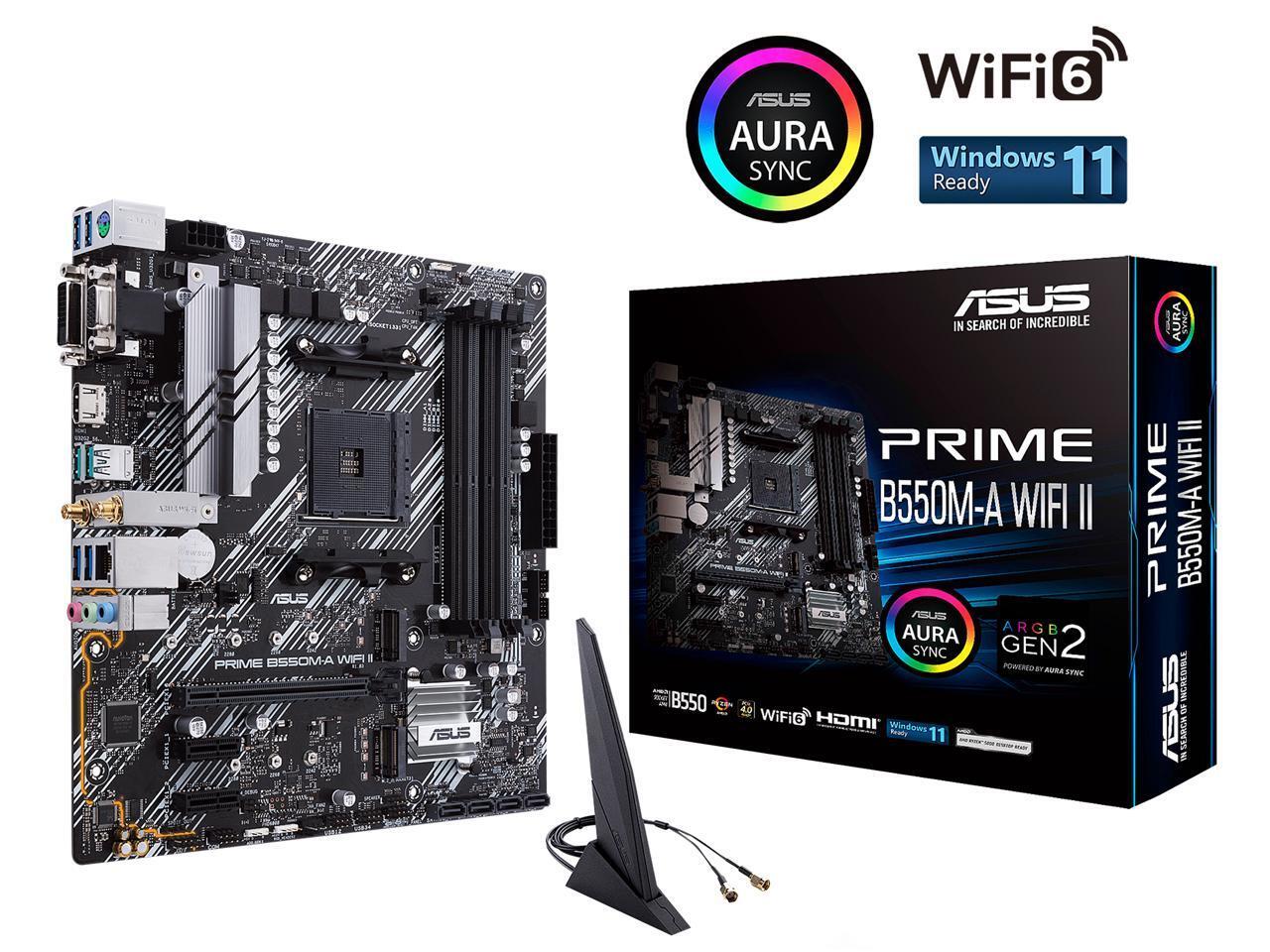 ASUS Prime B550M-A WiFi II AMD AM4 (3rd Gen Ryzen) Micro ATX Motherboard (PCIe 4