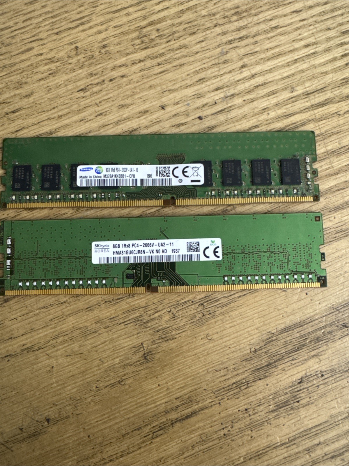 Lot of 2 MIX HYNIX 8GB 1RX8 PC4-2666V-UA2-11-HMA81GU6CJR8N-VK N0 AD READ