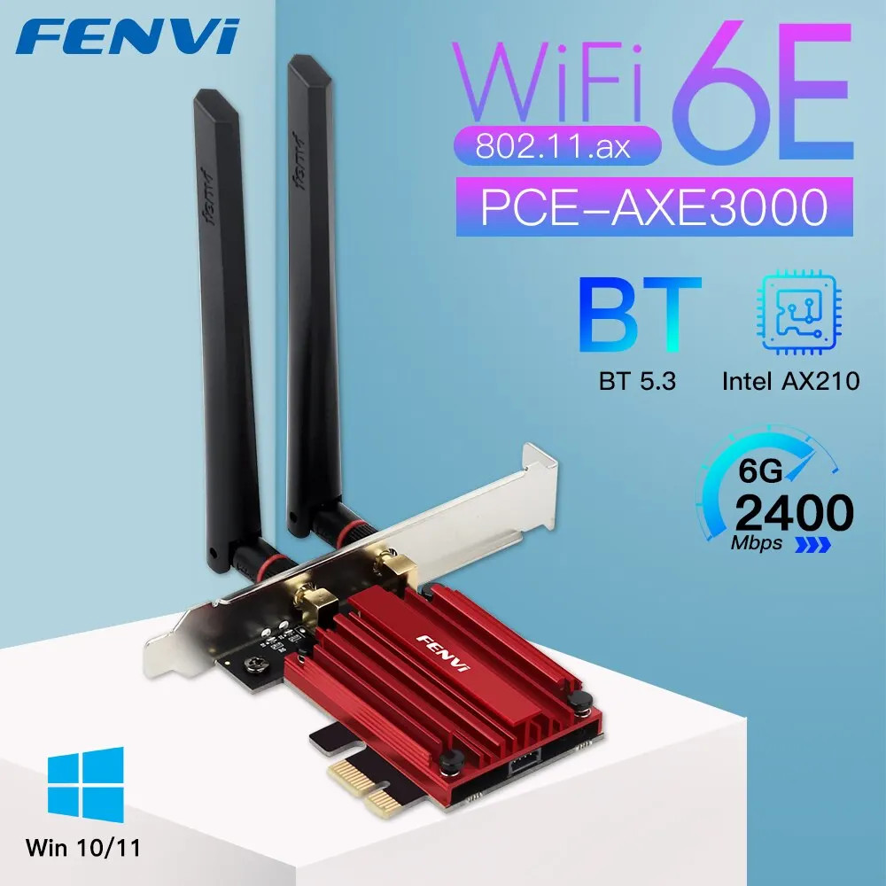 WiFi 6E AX210 5374Mbps Tri Band Wireless PCIe Adapter 2.4G 5G 6GHz Bluetooth 5.3