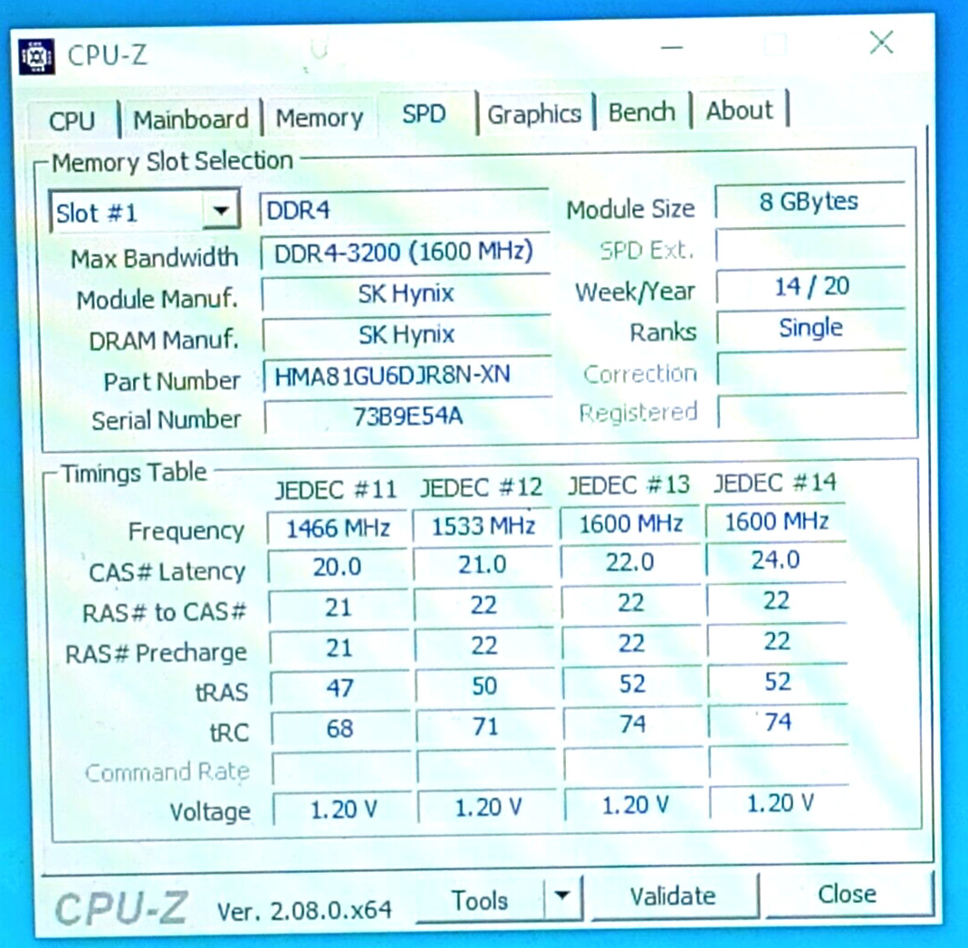 HMA81GU6CJR8N-XN SK hynix 8GB DDR4 3200MHz 1Rx8 PC4-3200AA Desktop RAM Memory