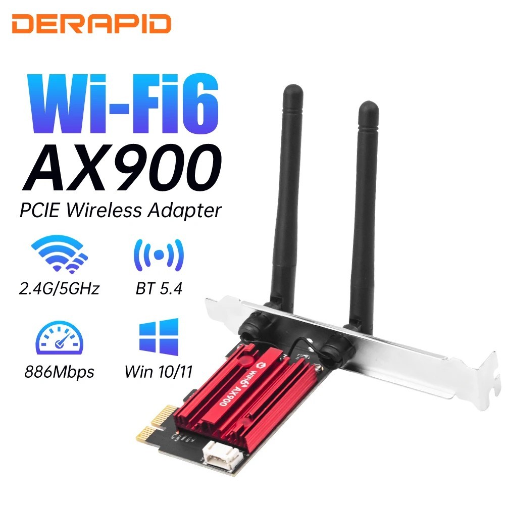 WiFi 6 Network Card PCIe X1 Dual-Band Wireless 2.4G/5GHz 5.4 Wi-Fi6 Bluetooth T