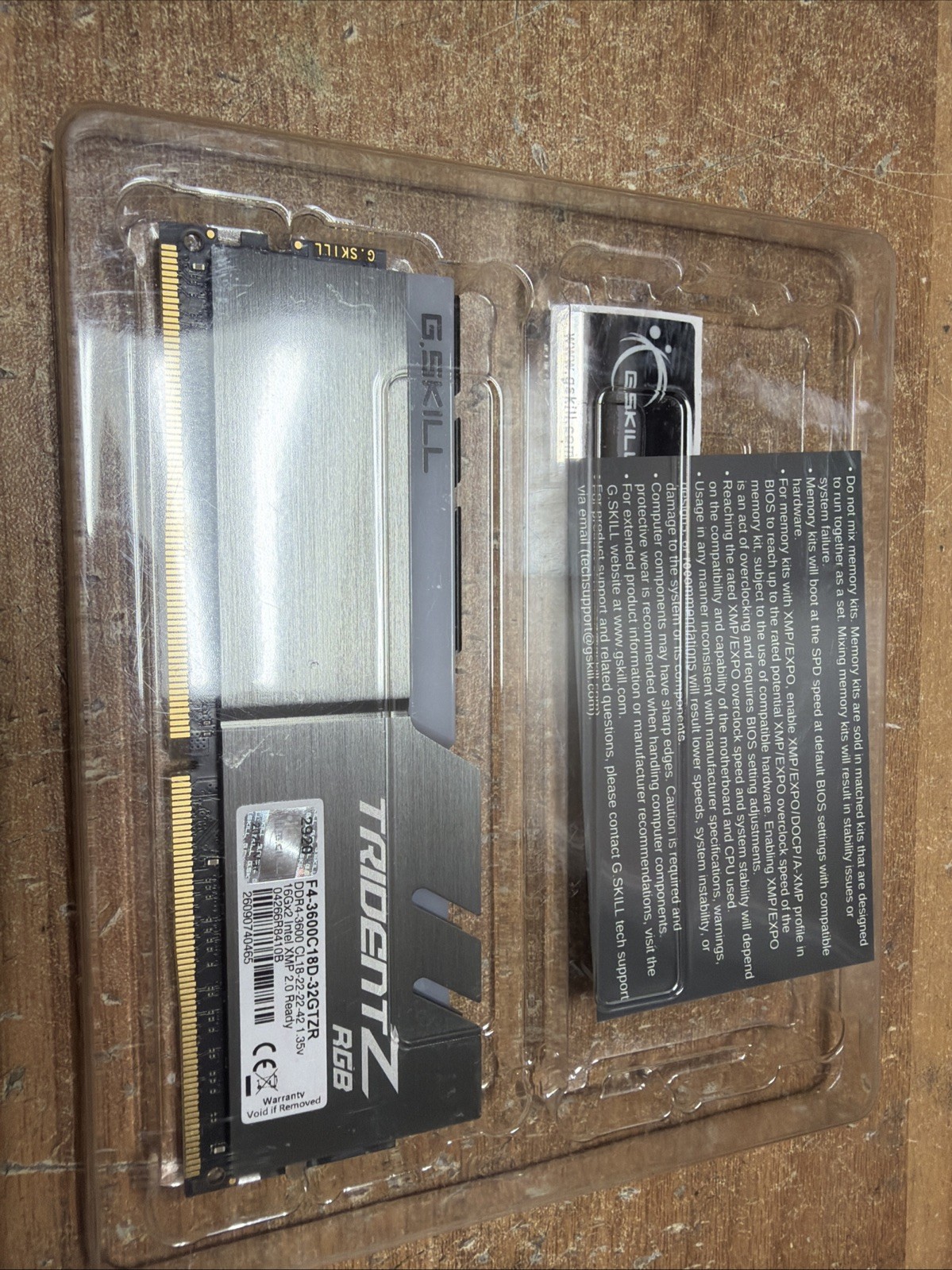 G.Skill Trident Z RGB 16GB RAM Stick – DDR4 3600MHz F4-3600C18D-32GTZR