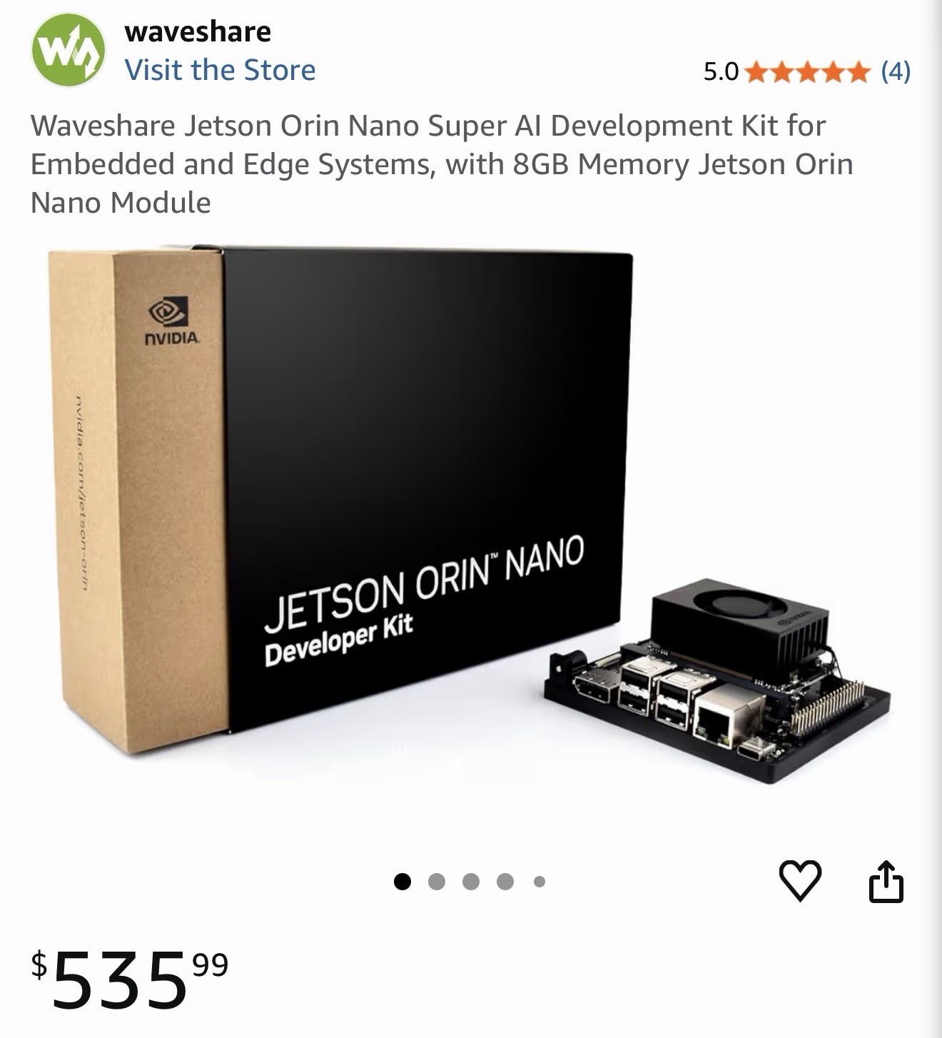 NVIDIA Jetson Orin Nano Super AI Development Kit , 8GB Memory