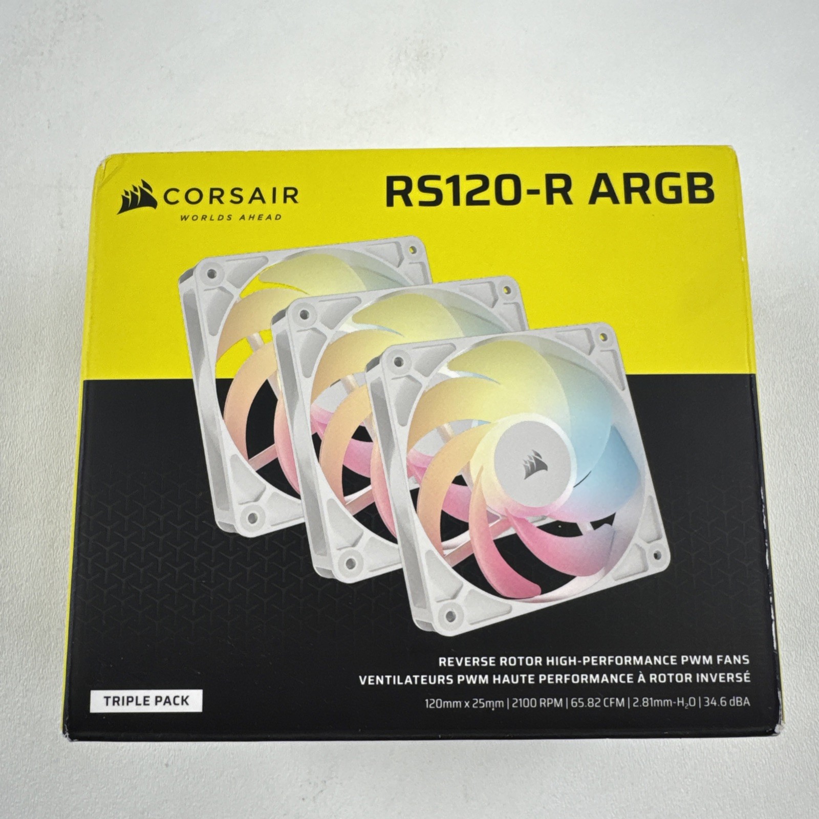 CORSAIR RS120-R ARGB 120mm PWM Reverse Fans Triple Pack – White –