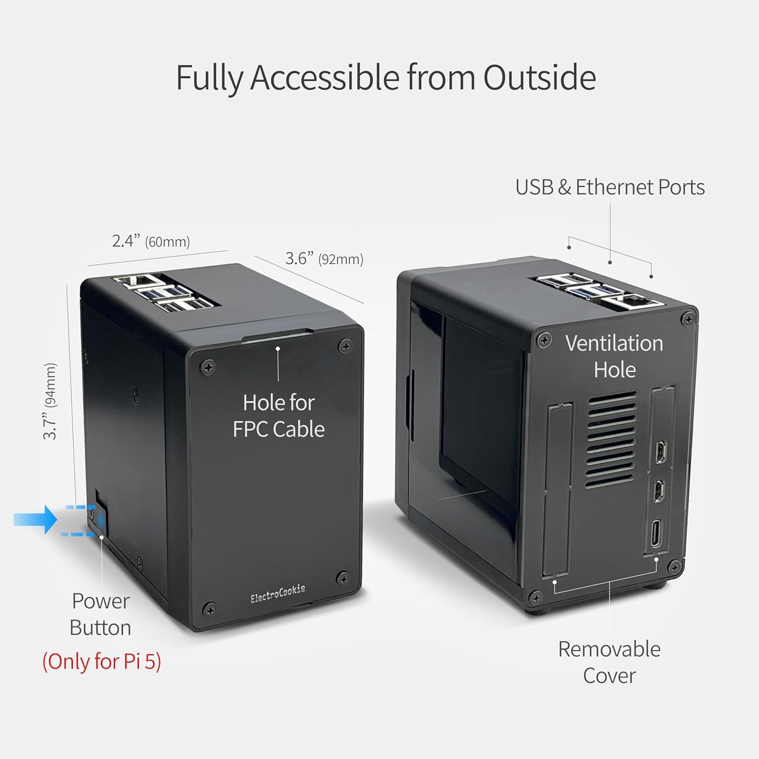 Mini PC Case for Raspberry Pi 5 with Active RGB Lighting Cooler (Matte Black)