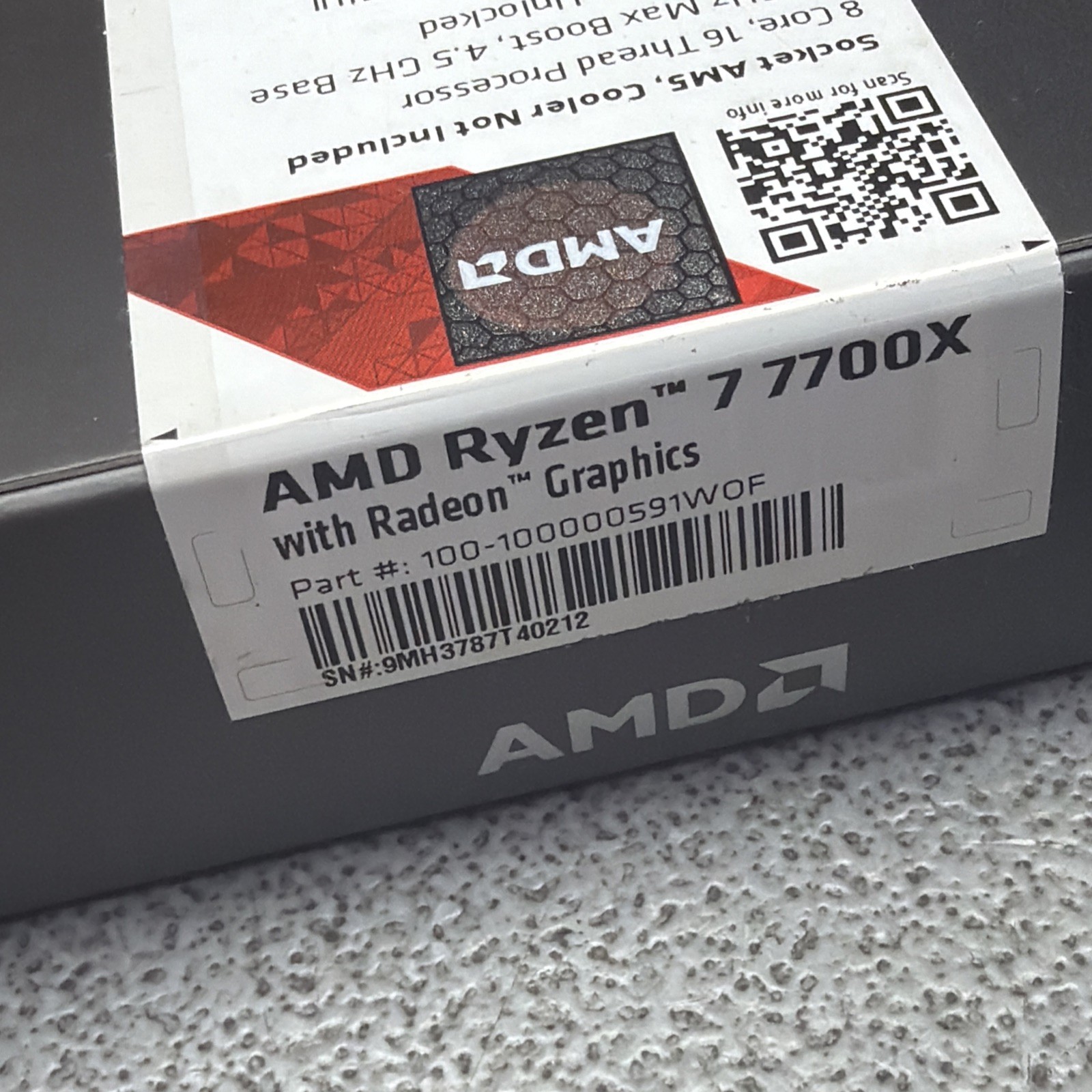 AMD Ryzen 7 7700X Raphael AM5 4.5GHz 8-Core Boxed Processor ( NO COOLER )