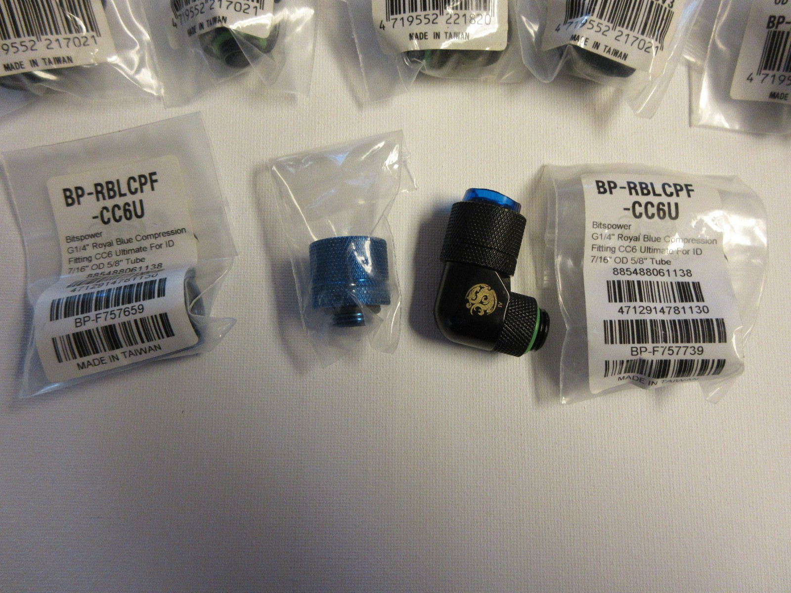 PC Water Cooloing – Bitspower Compression Fittings Lot – G1/4″ for 5/8 OD Tubing