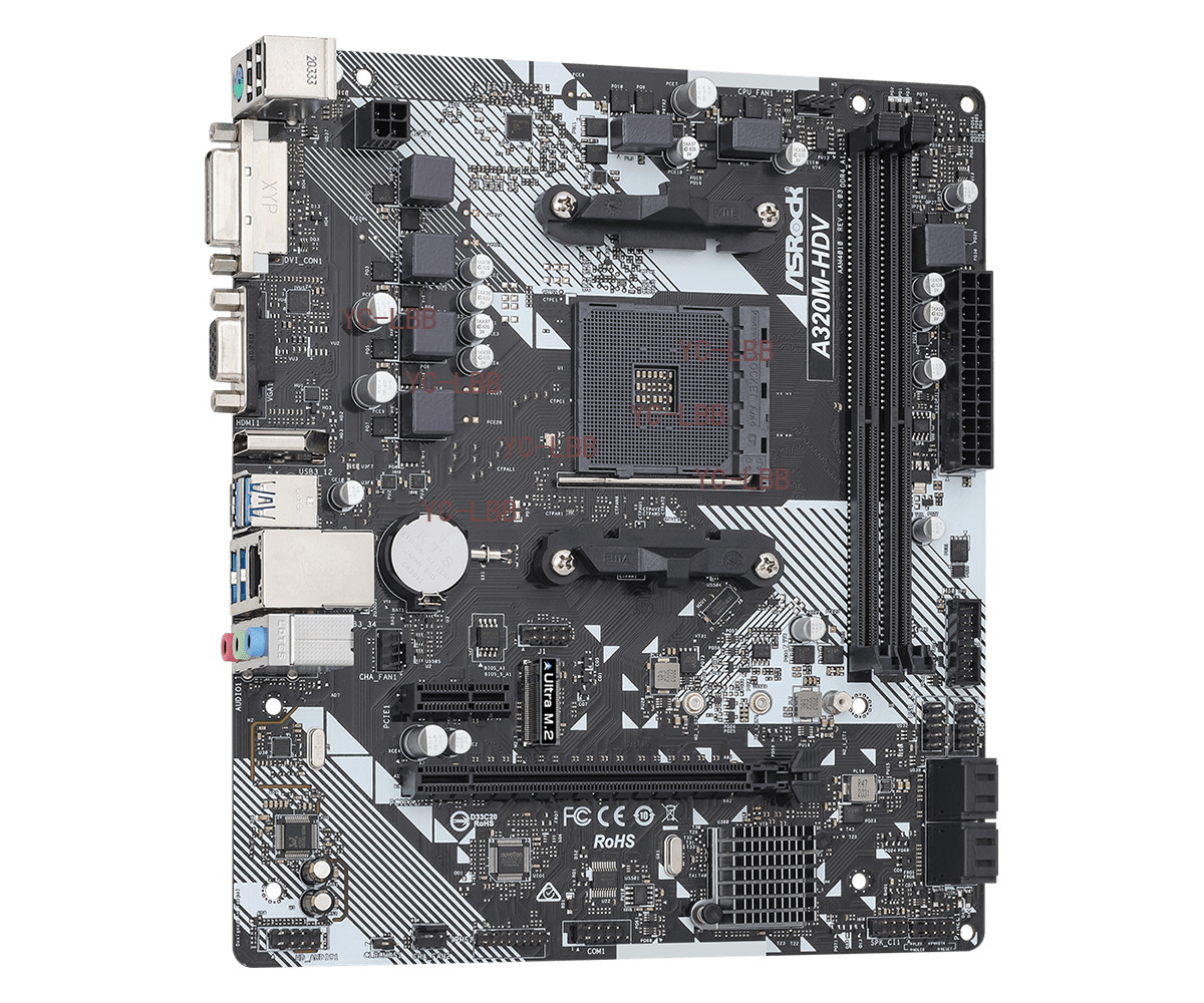 ASRock A320M-HDV R4.0 AM4 A320 SATA3 1 Ultra M.2 USB 3.1 HDMI M-ATX Motherboard