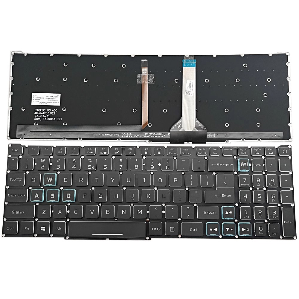 Laptop RGB Backlit Keyboard For ACER PHN18-71 English US Black (Blue Mark)
