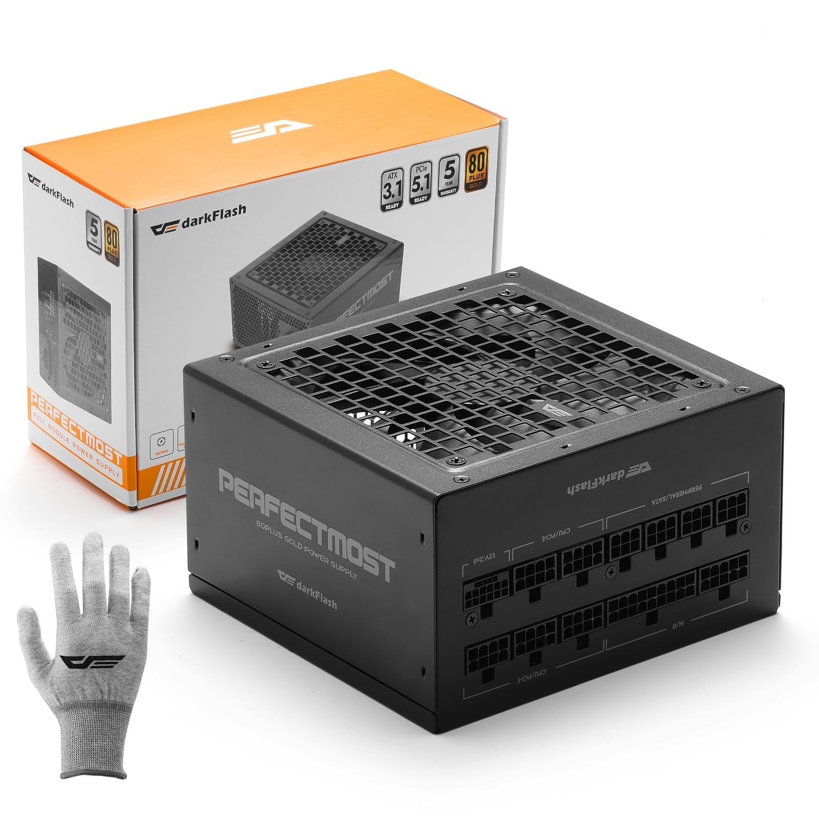 darkFlash PMT Fully Modular Power Supply ATX 3.1& PCIe 5.1 Ready, 2 x 12VHPWR…