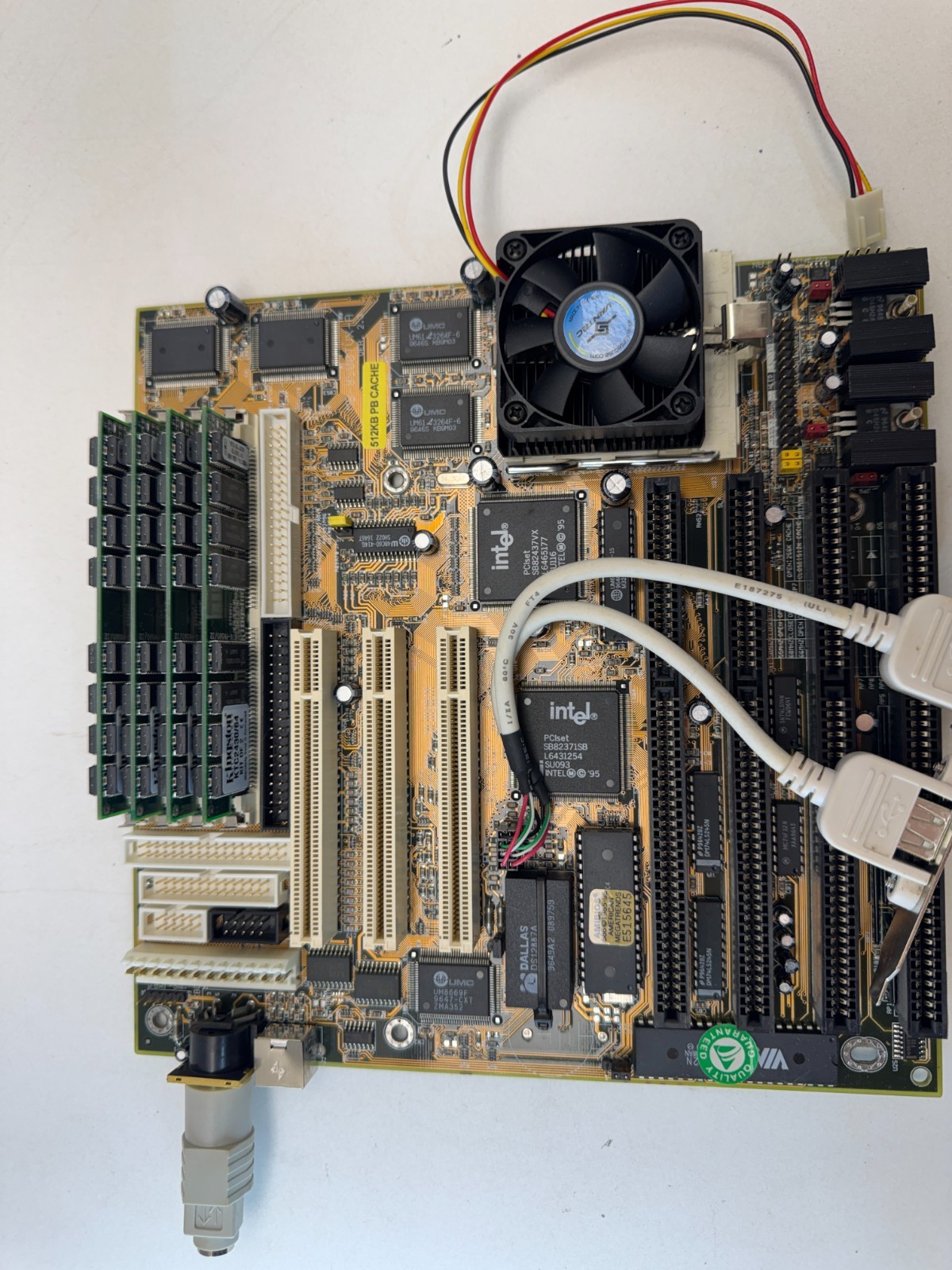 Biostar MB-8500TVX-A Socket 7 Motherboard + Intel Pentium MMX + 128MB RAM Bundle