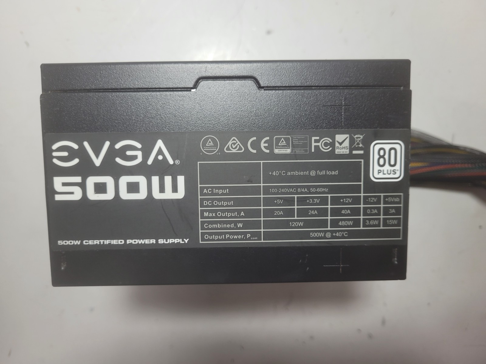 EVGA 500 500W 80 PLUS Certified ATX Desktop Power Supply # 0888