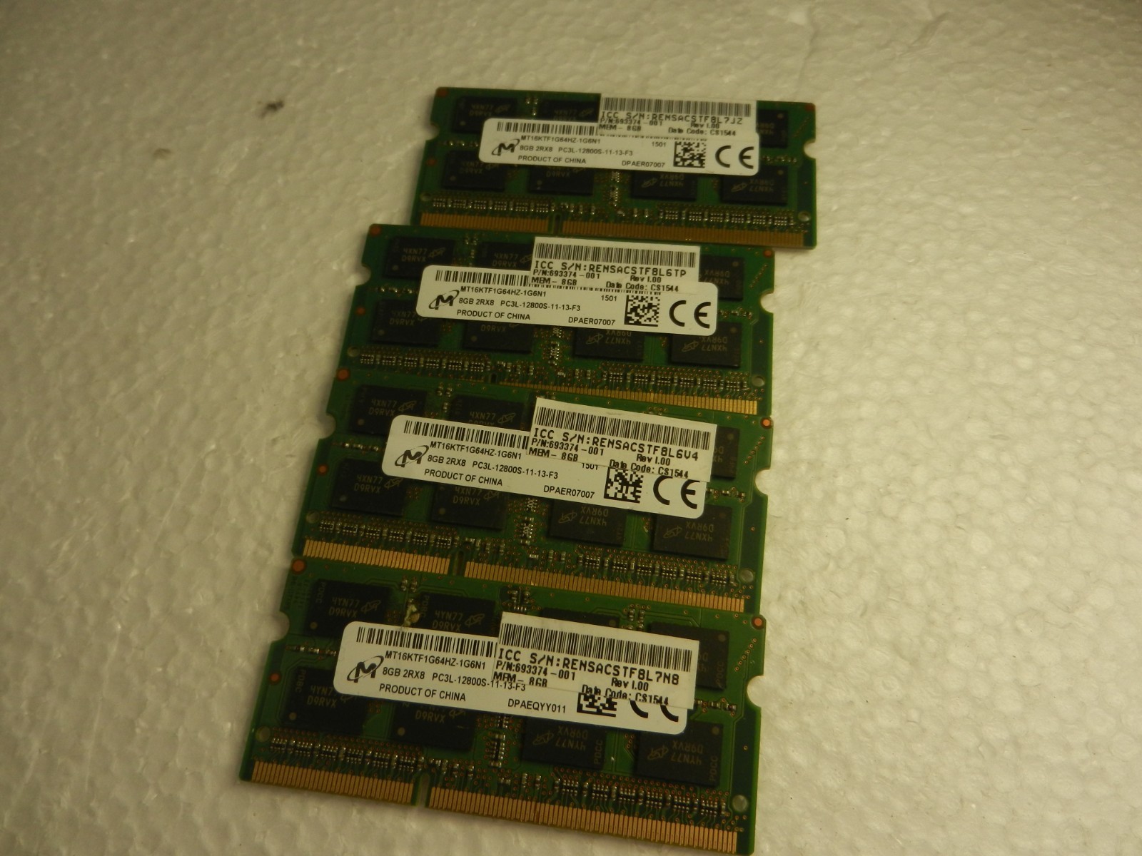 4X – 8GB PC3L-12800S DDR3-1600 Laptop Memory RAM Micron MT16KTF1G64HZ-1G6N1 32GB