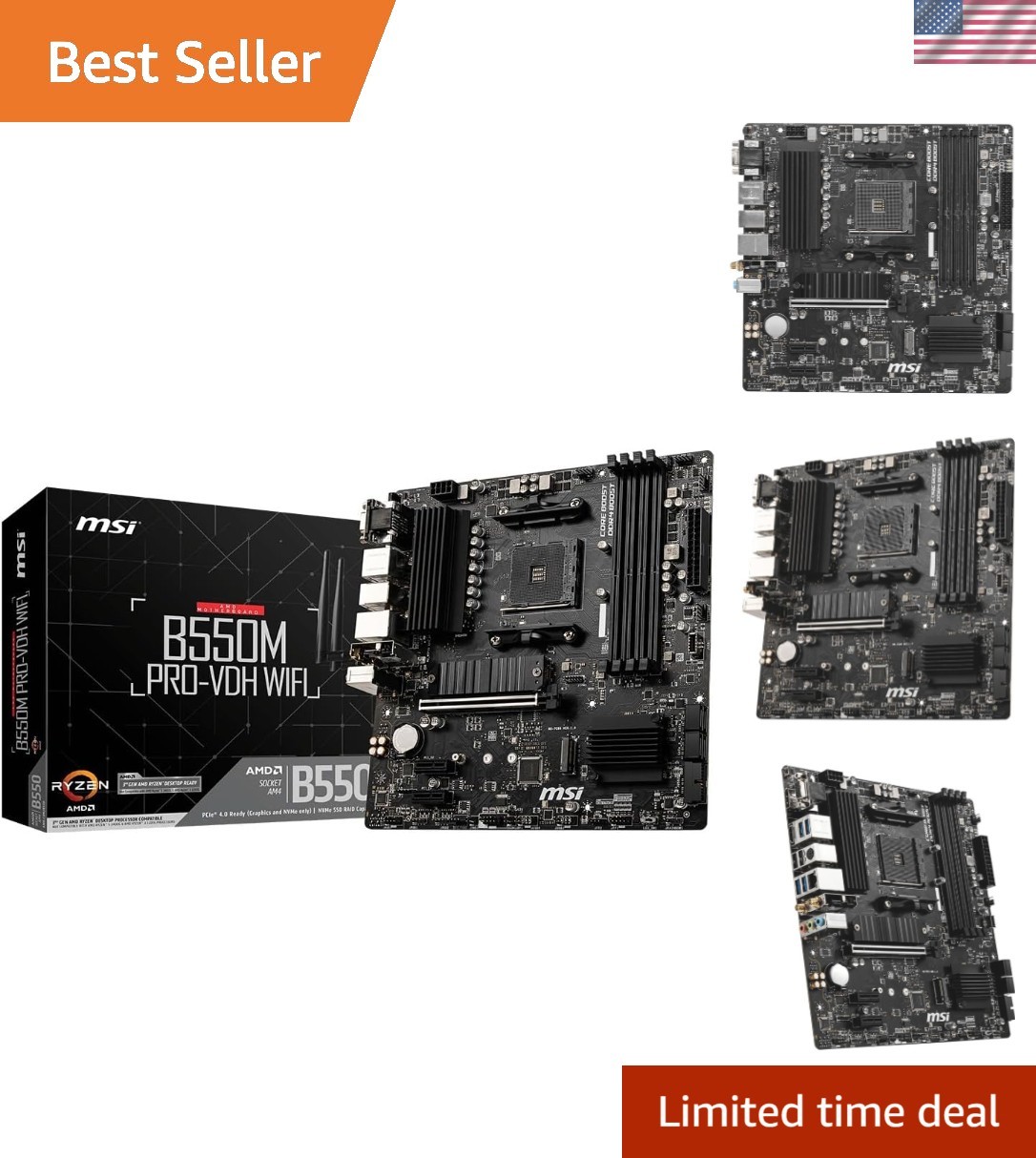 B550M PRO-VDH WiFi ProSeries Motherboard AMD Ryzen 5000, AM4, , PCIe 4.0, SAT…