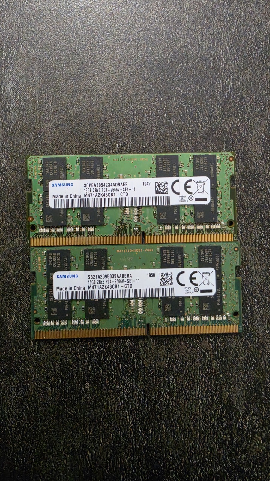 Samsung 32GB (2 x 16GB) DDR4-2666 SO-DIMM Laptop Memory M471A2K43CB1-CTD