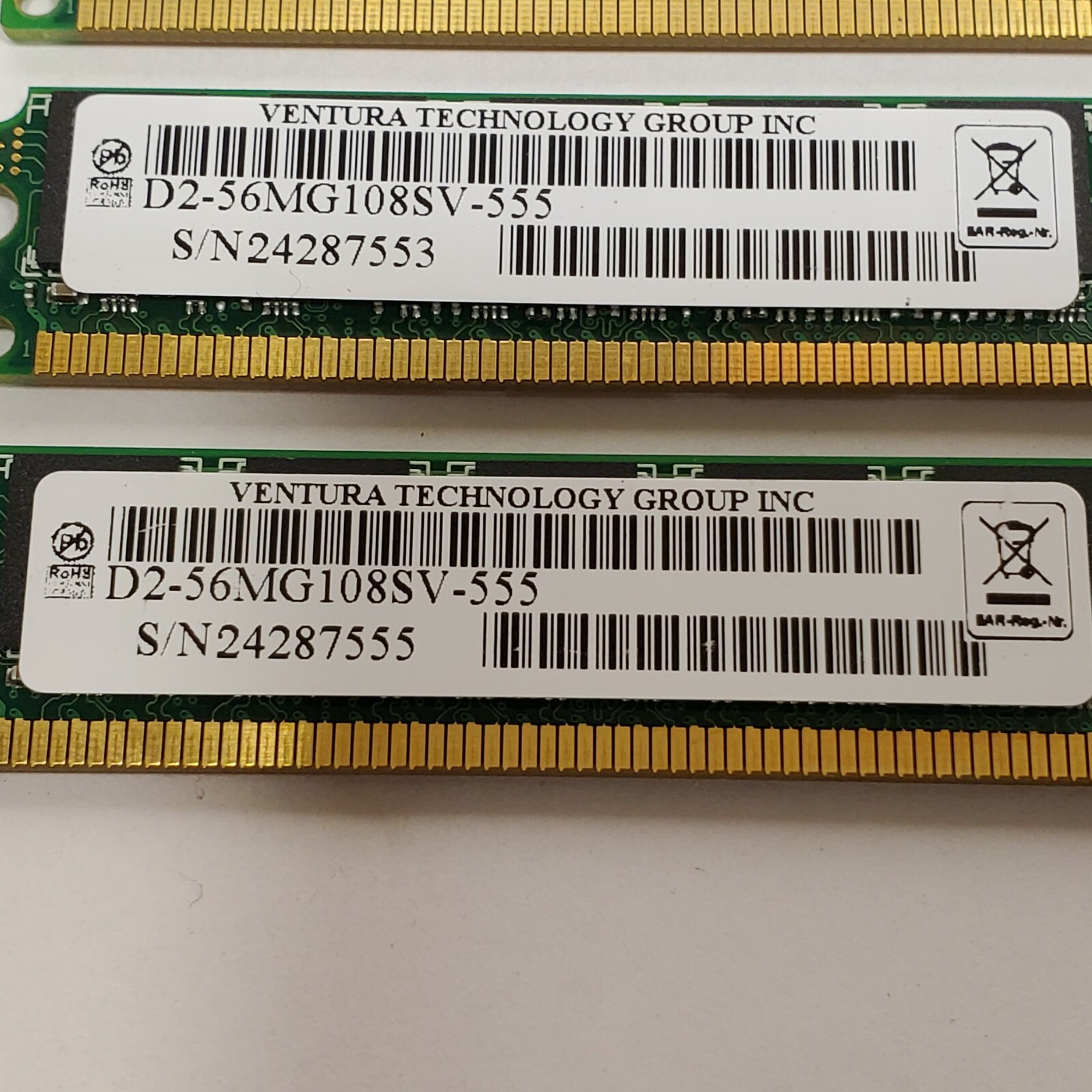 LOT OF 4 VENTURA TECHOLOGY D2-56MG108SGV-555 240PIN DIMM S/N24287555