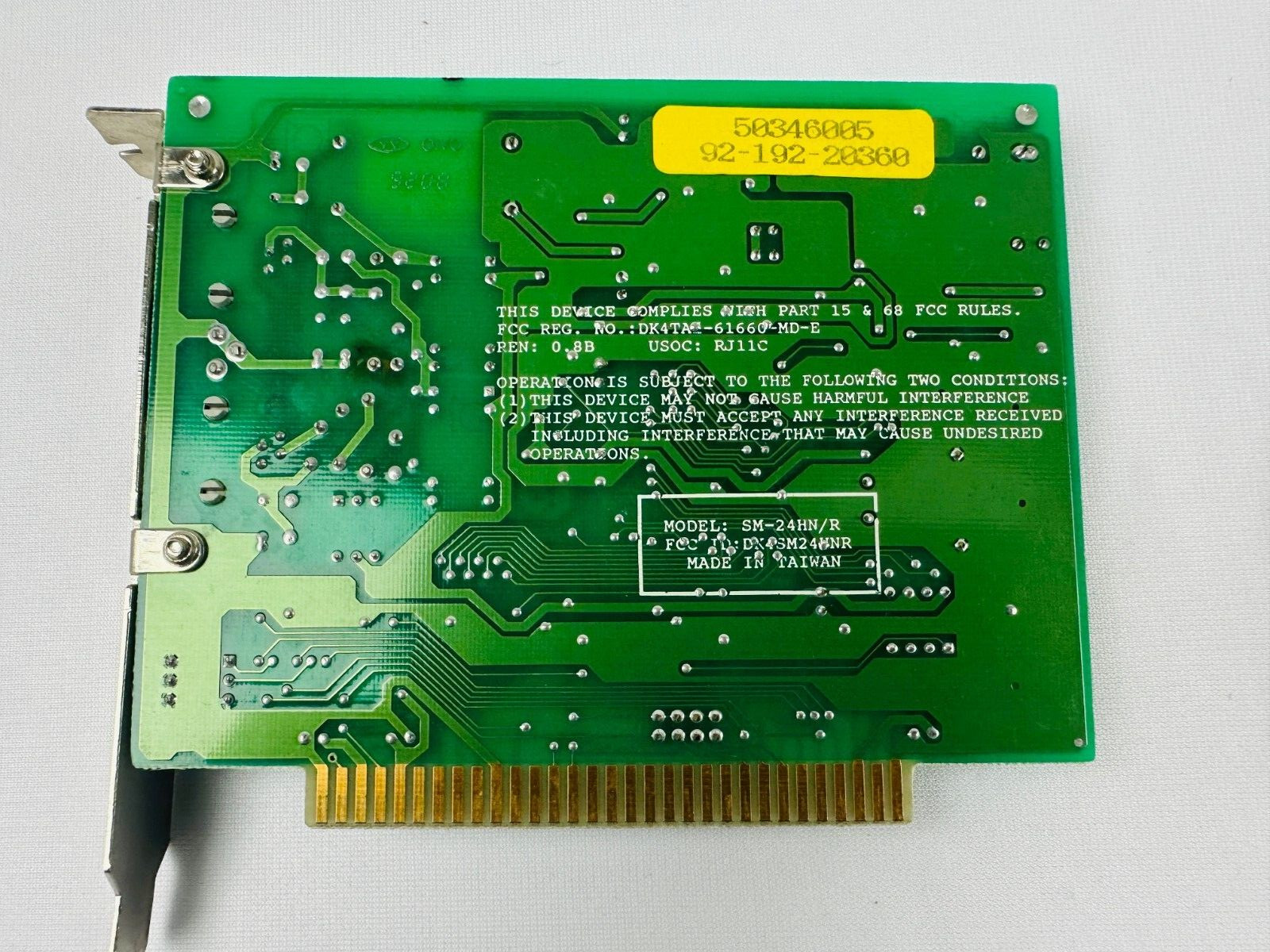 Rockwell SM-24HN/R KB3108-05 ISA 8-Bit Modem Card