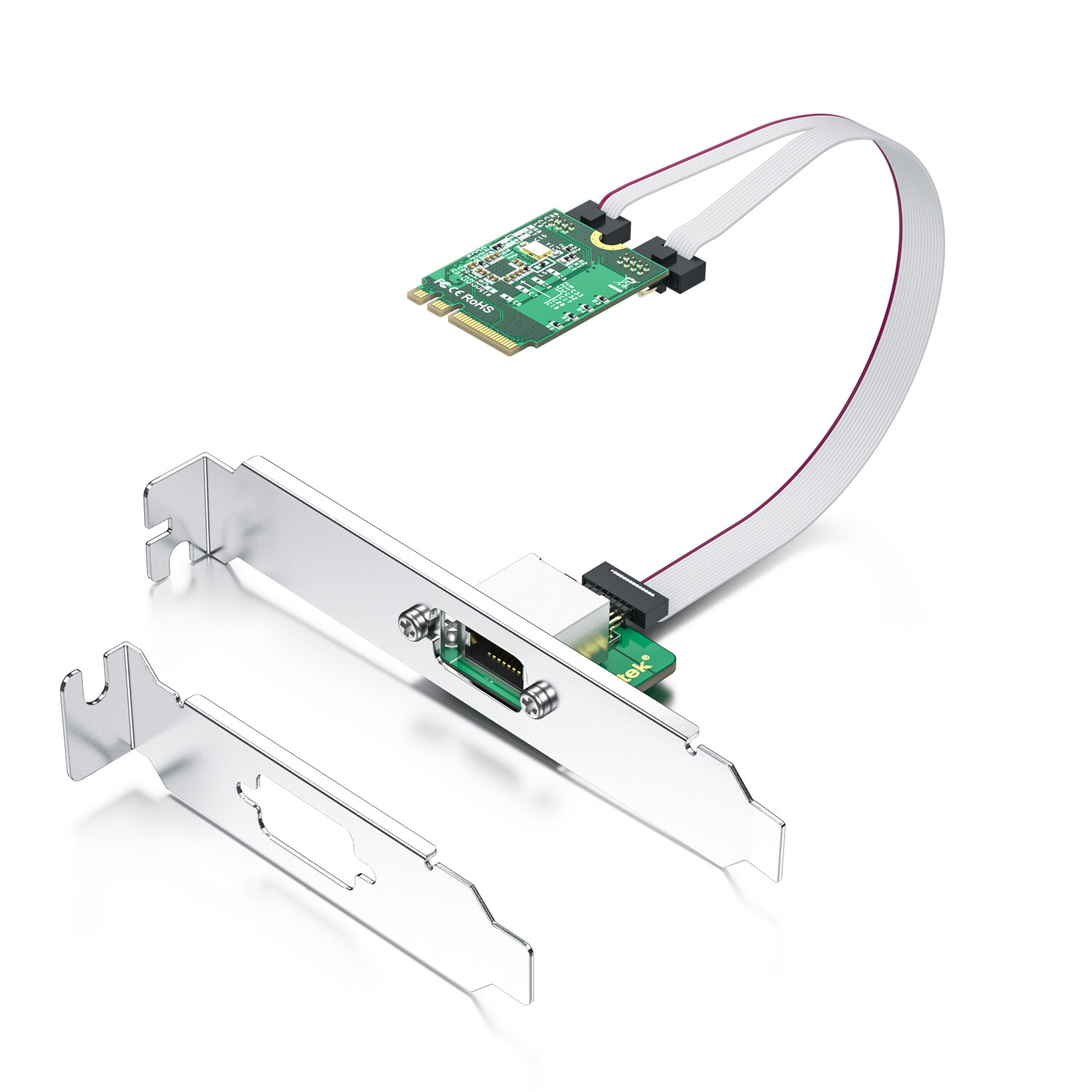 M.2 A+E Key 2.5G Gigabit Ethernet Network Card, 30-cm cable length