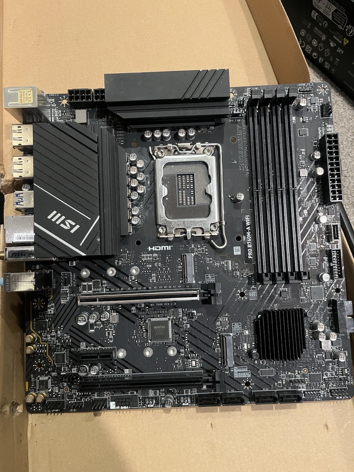 MSI PRO B760M-A WIFI DDR4, LGA 1700, Intel, MicroATX, Wi-Fi Motherboard