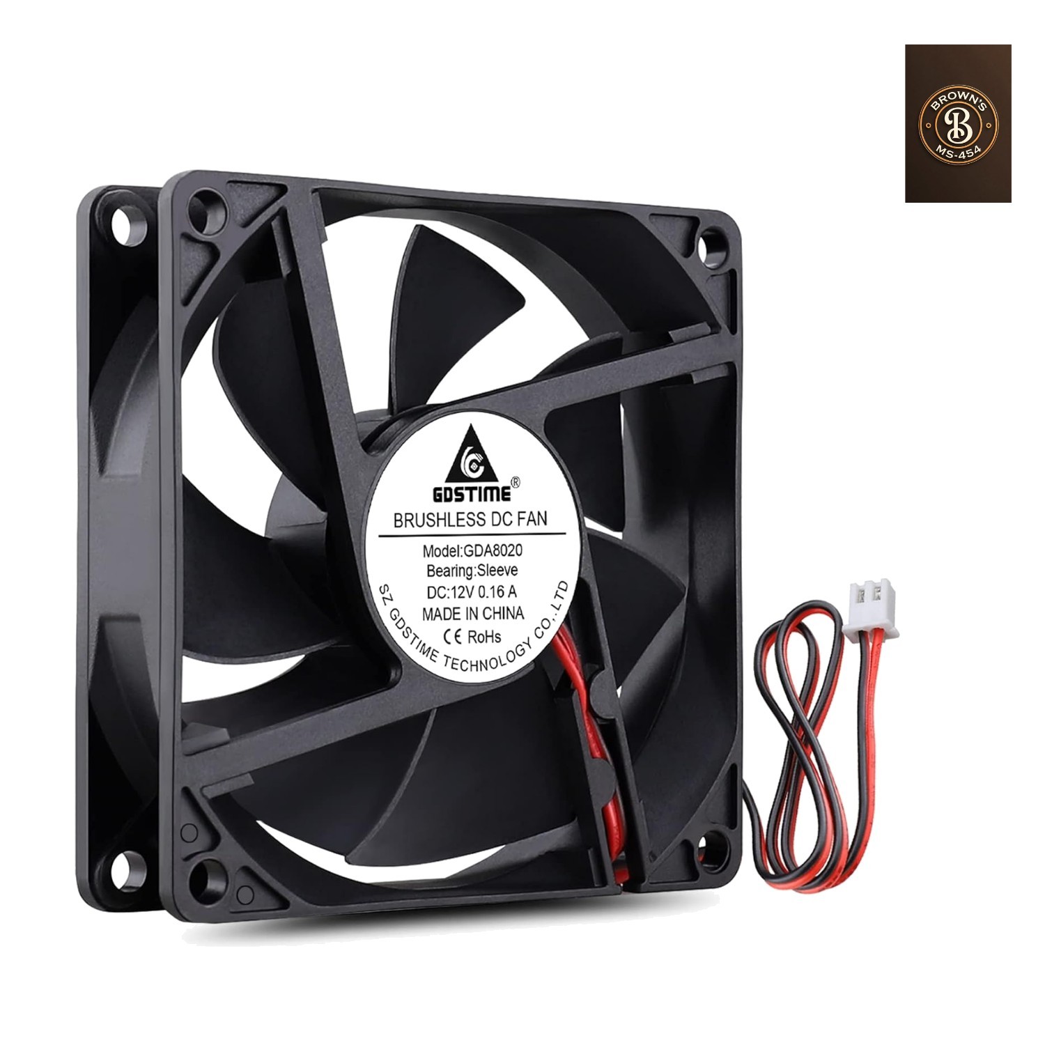 80mm x 20mm 8020 12V DC Brushless PC Case Cooling Fan 2Pin for Computer Deskt…
