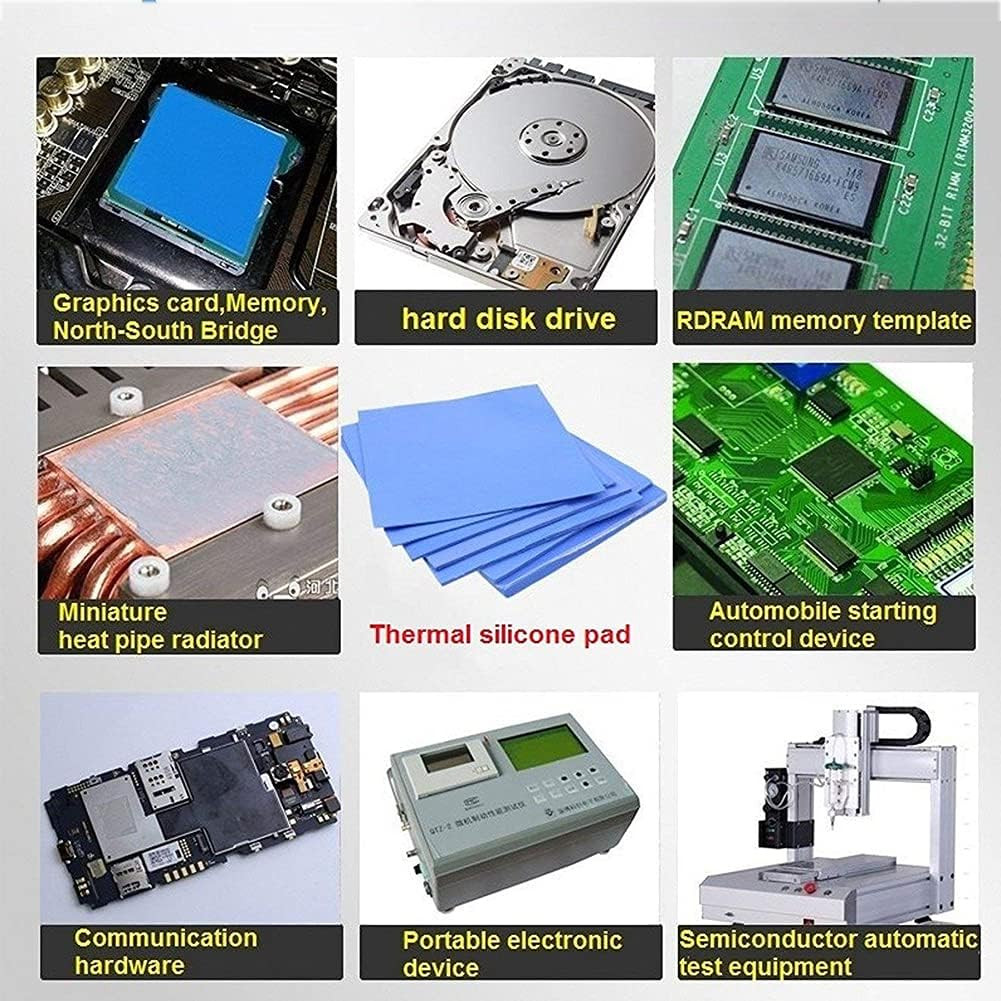 4 Pack Thermal Pad,100x100mm 0.5mm 1mm 1.5mm 2mm Highly Efficient Thermal Conduc