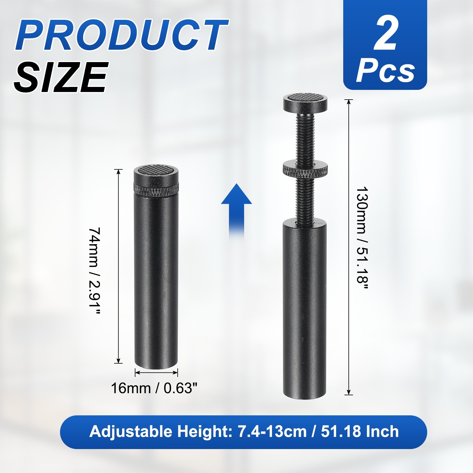 GPU Support Stand, 2Pcs Graphics Card Support 2.9-5.1 Inch Adjustable, Black