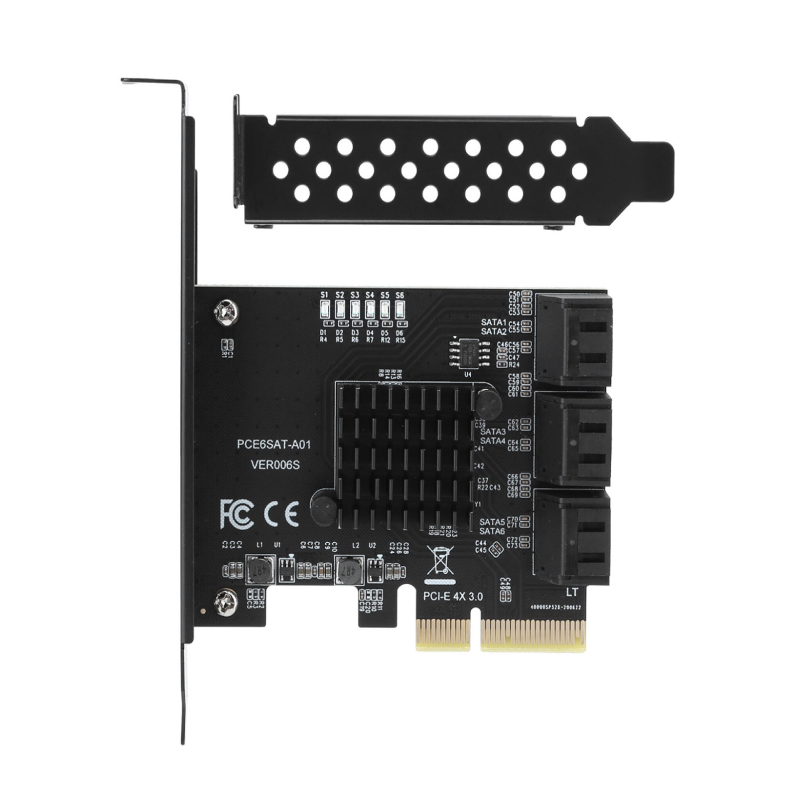 PCI-E X4 X8 X16 To 6 Port SATA3.0 Expansion Card Adapter For ASMedia ASM1166 d