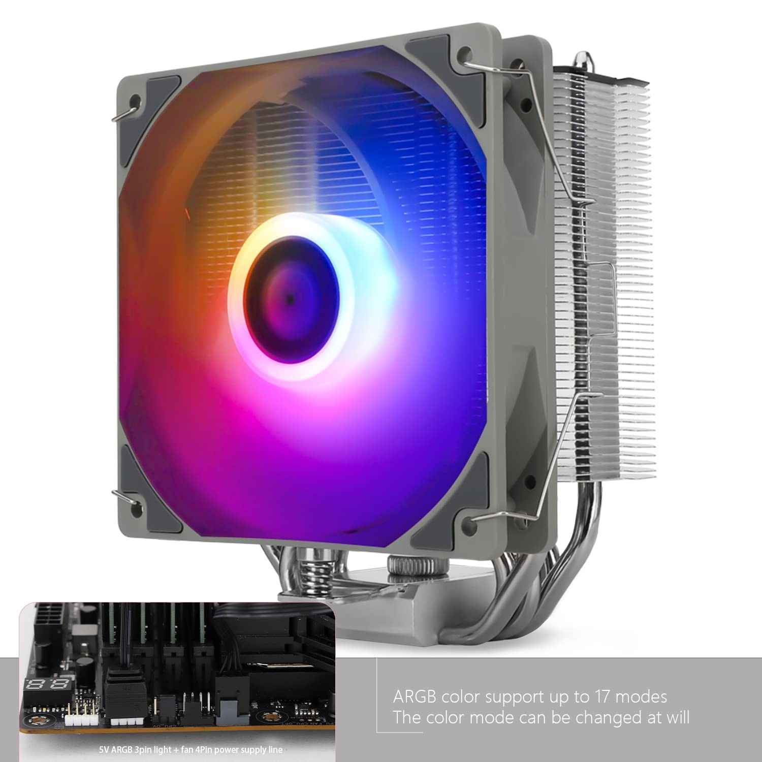 Assassin King 120 SE ARGB CPU Air Cooler, AK120 SE ARB, 5 Heatpipes, TL-C12C-…