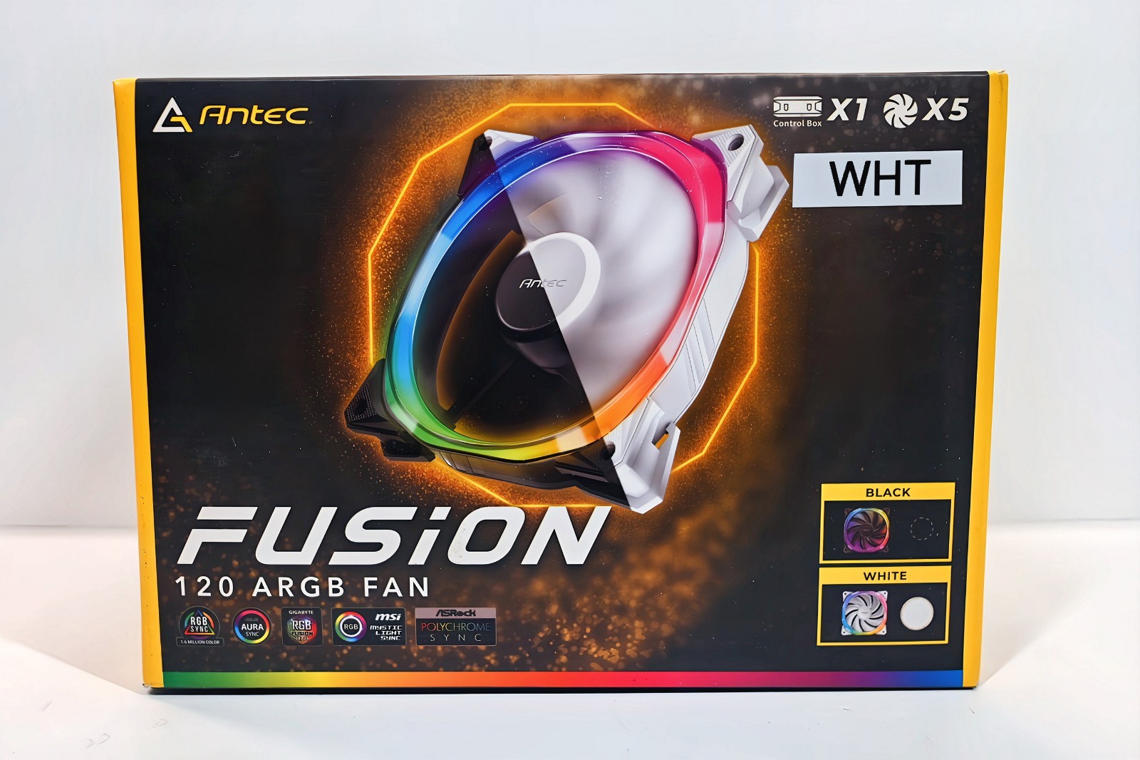 ANTEC FUSION 120mm ARGB PWM WHITE Fans 5-Pack + ARGB Controller – NEW