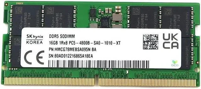 SK HYNIX 16GB SODIMM DDR5-4800MHz RAM | 2Rx8 PC5-4800B-SB0-1010-XT