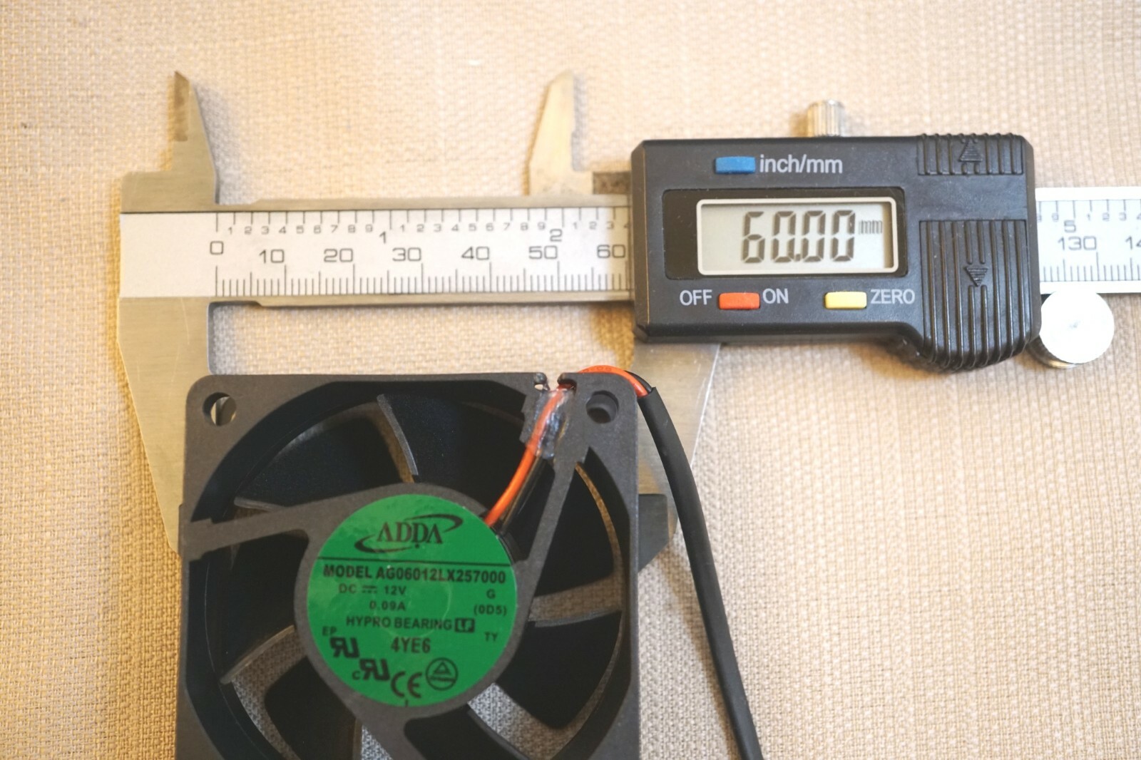 Adda 60 mm x 60mm x 25 mm 12V DC Hypro fan long connector AG06012LX257000