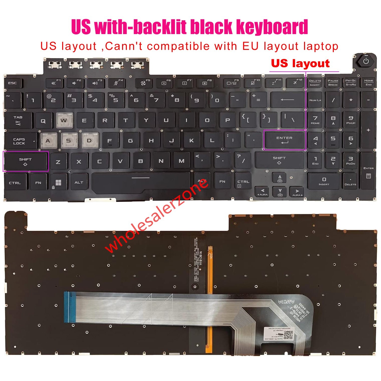 New US Keyboard Backlit For ASUS TUF Gaming FX506 FX506H FA506 FX706 FA706