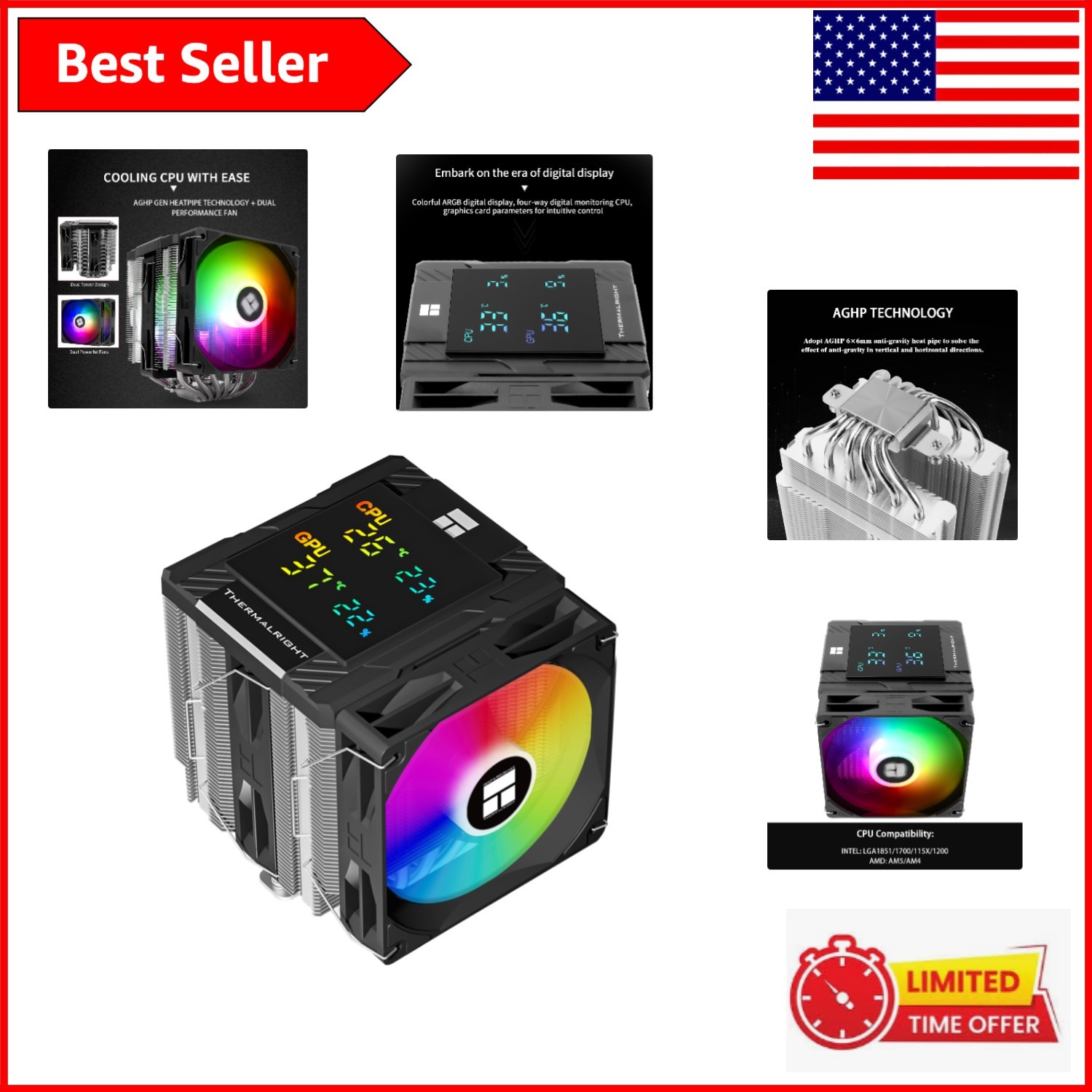 Efficient Peerless Assassin 120 Black ARGB CPU Cooling – 25.6 dB Quiet Operation