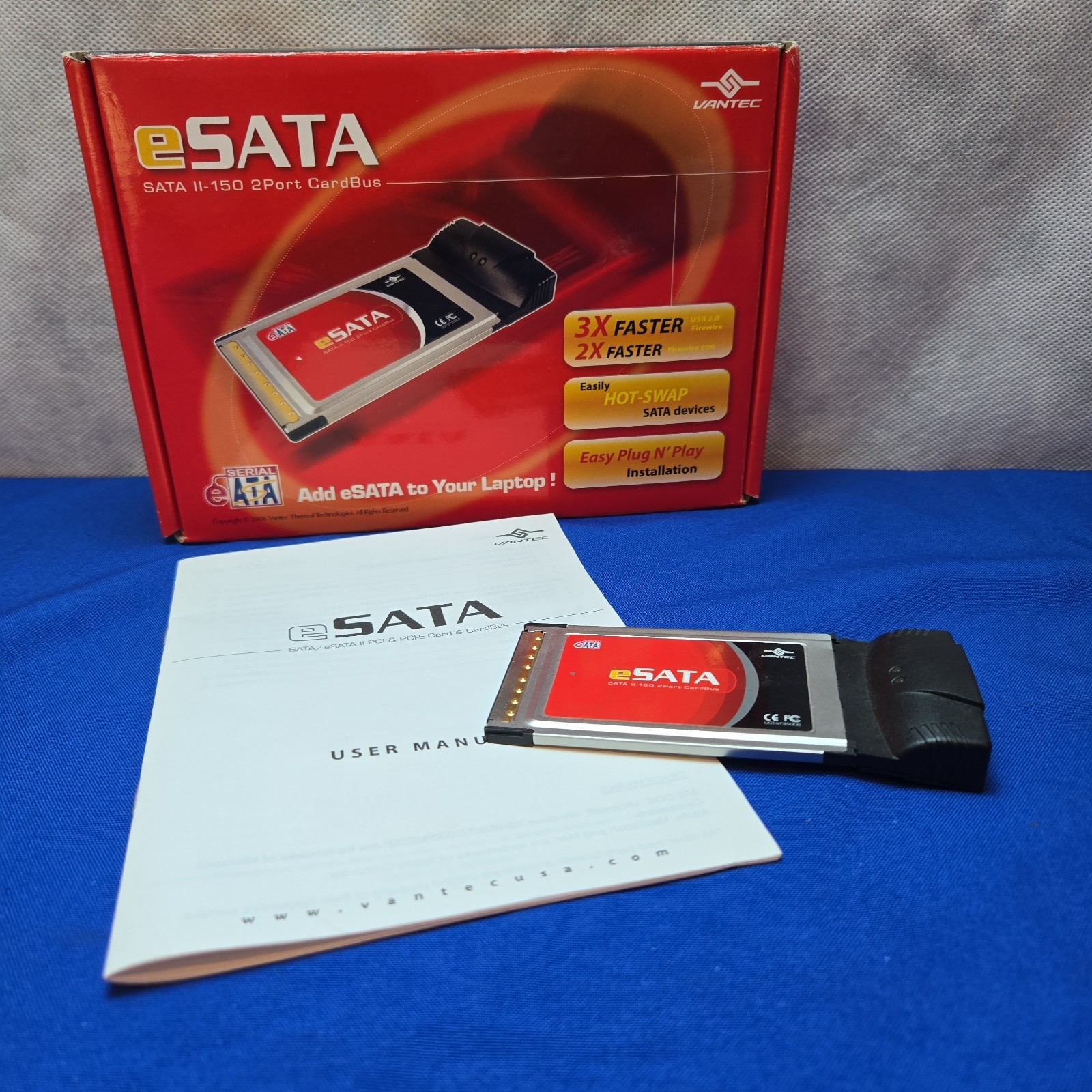Vantec UGT-ST350CB eSATA SATA II-150 2-Port CardBus Adapter NEW OPEN BOX