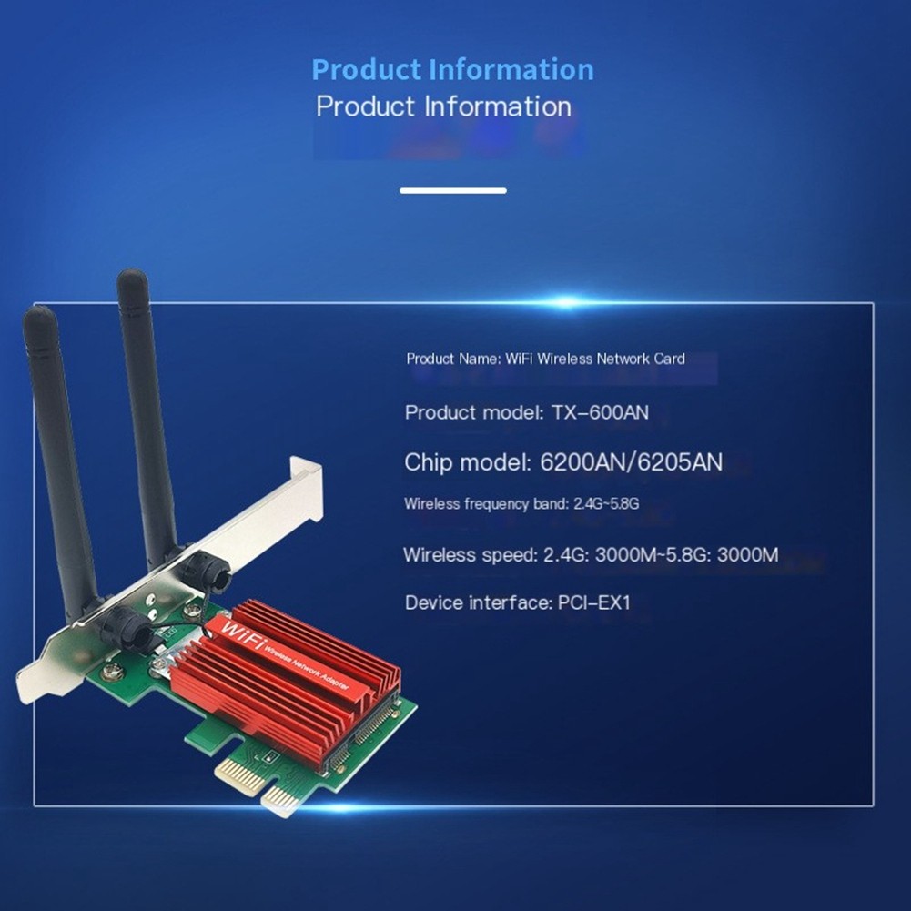 600Mbps Card Dual-Band 2.4G/5G Internal Card for Desktop PC PCIe Wi-Fi5556