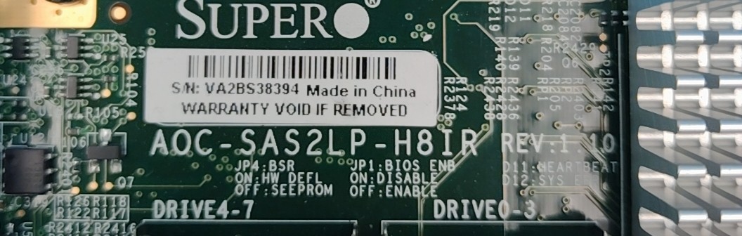AOC-SAS2LP-H8IR SUPERMICRO 8 PORTS 6GBPS SAS2 SATA3 RAID ADAPTER W/HIGH BRACKET