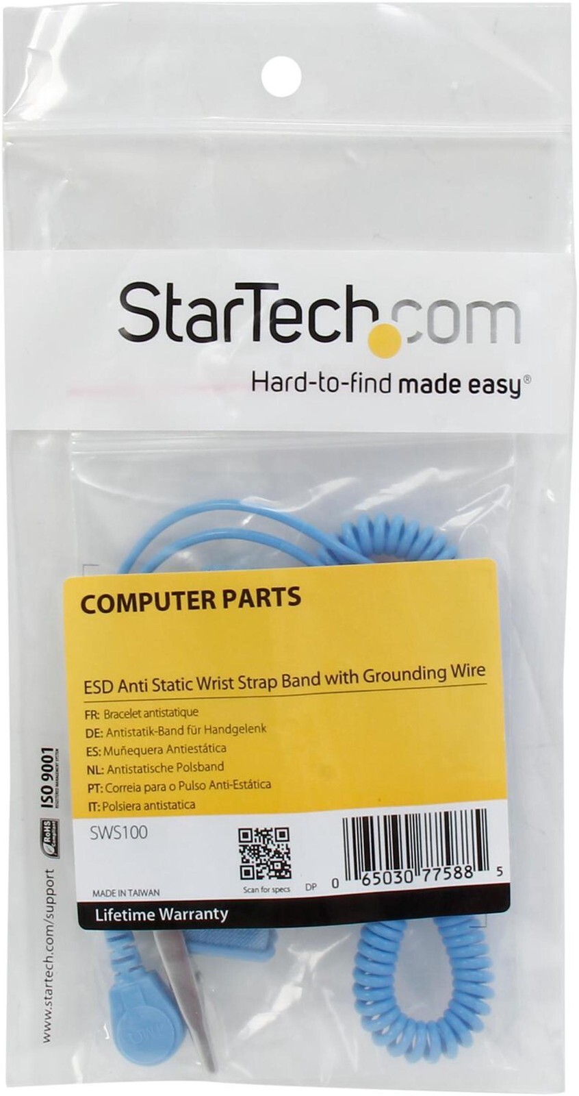 StarTech.com SWS100 ESD Anti Static Wrist Strap Band with Grounding Wire