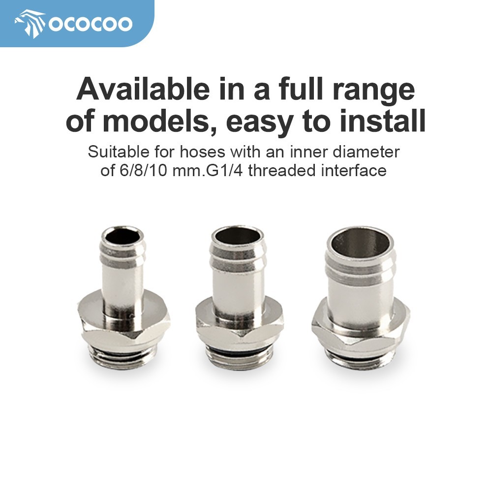 Ococoo 50PCS G1/4″ Pagoda Fitting Barb Connector for PC Water Cooling N6 N8 N10