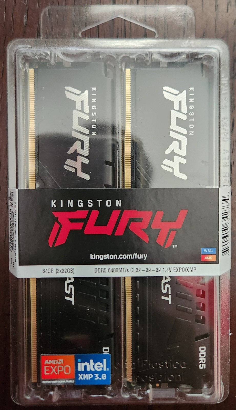 NEW KINGSTON FURY BEAST 64GB (2 x 32GB) DDR5 CL32 6400MHZ RAM KF564C32BBEK2-64