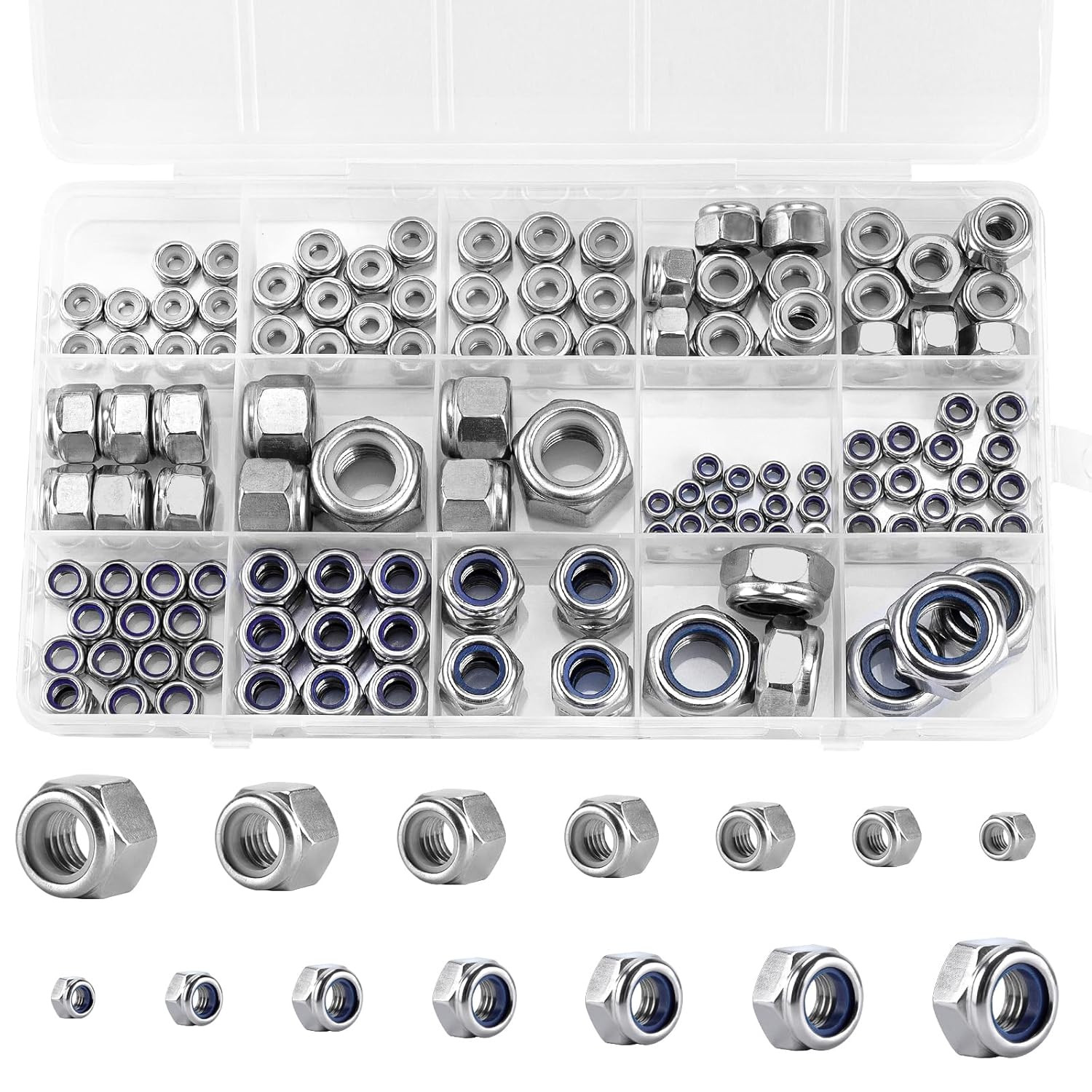 135 Pack M3 M4 M5 M6 M8 M10 M12#6-32#8-32#10-24 1/4-20 5/16-18 3/8-16 1/2-13 Loc