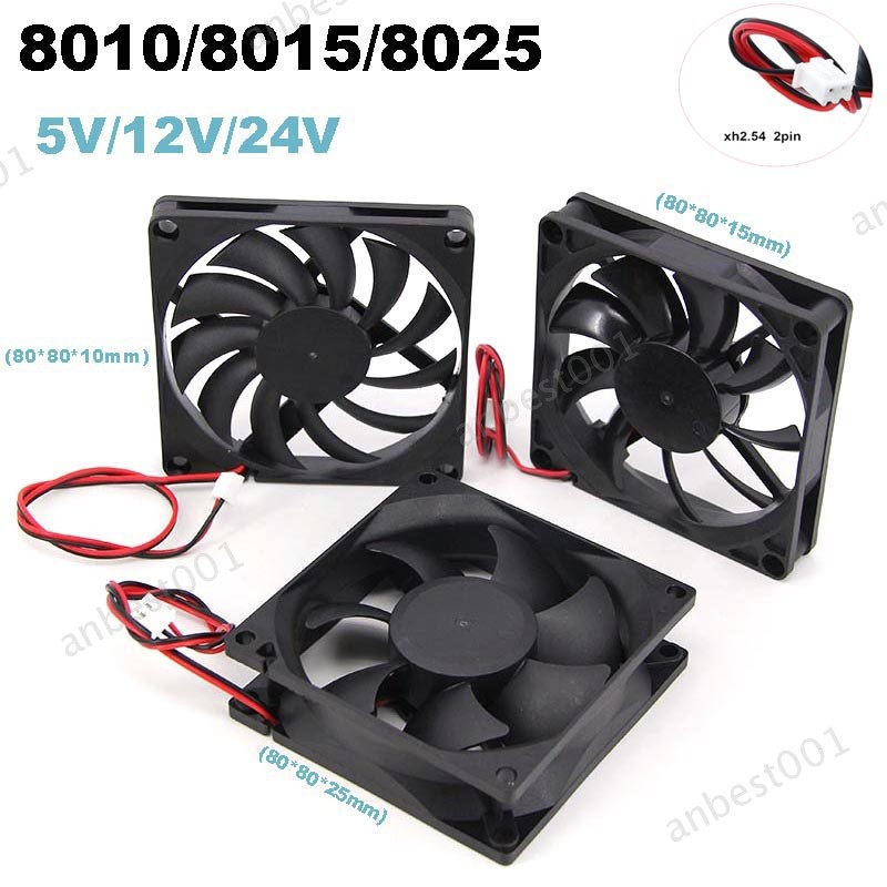 8cm DC 5V/12/24v 8010 8015 8025 Brushless Cooling Fan 80*80*15 Heatsink Radiator