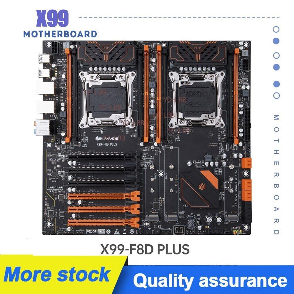 X99 Dual CPU Motherboard F8D PLUS DDR4 RECC 512GB M.2 NVME NGFF USB3.0 E-ATX