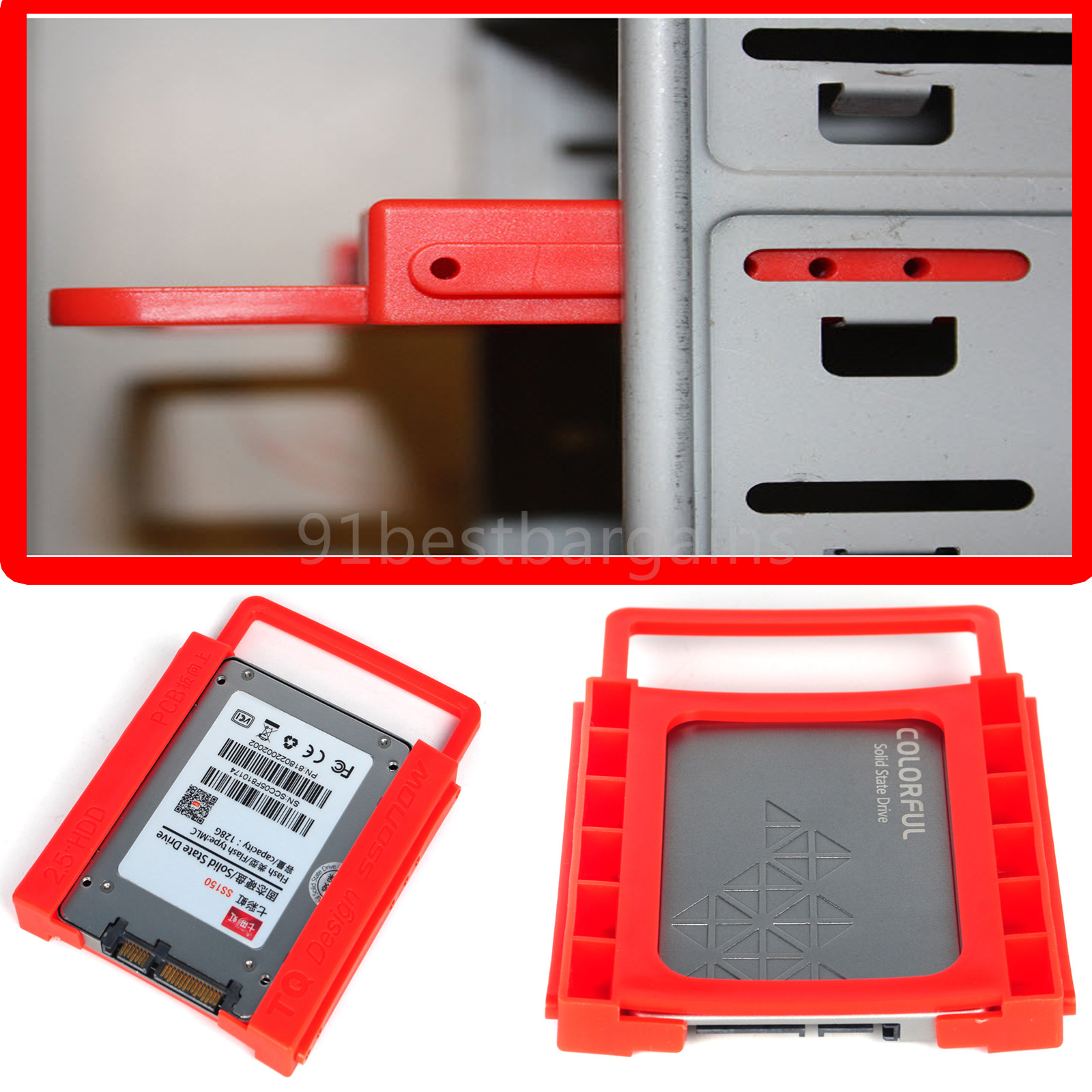 2.5″SSD/Hard Drive to 3.5″ Drive Bay Adapter Mounting Bracket HDD Converter Tray